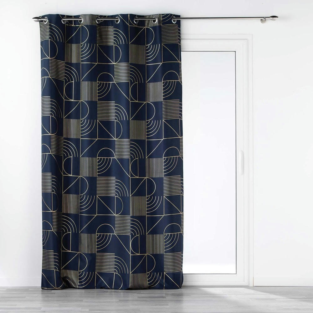 LINÉOR - Rideau métallisé marine or 140x260cm