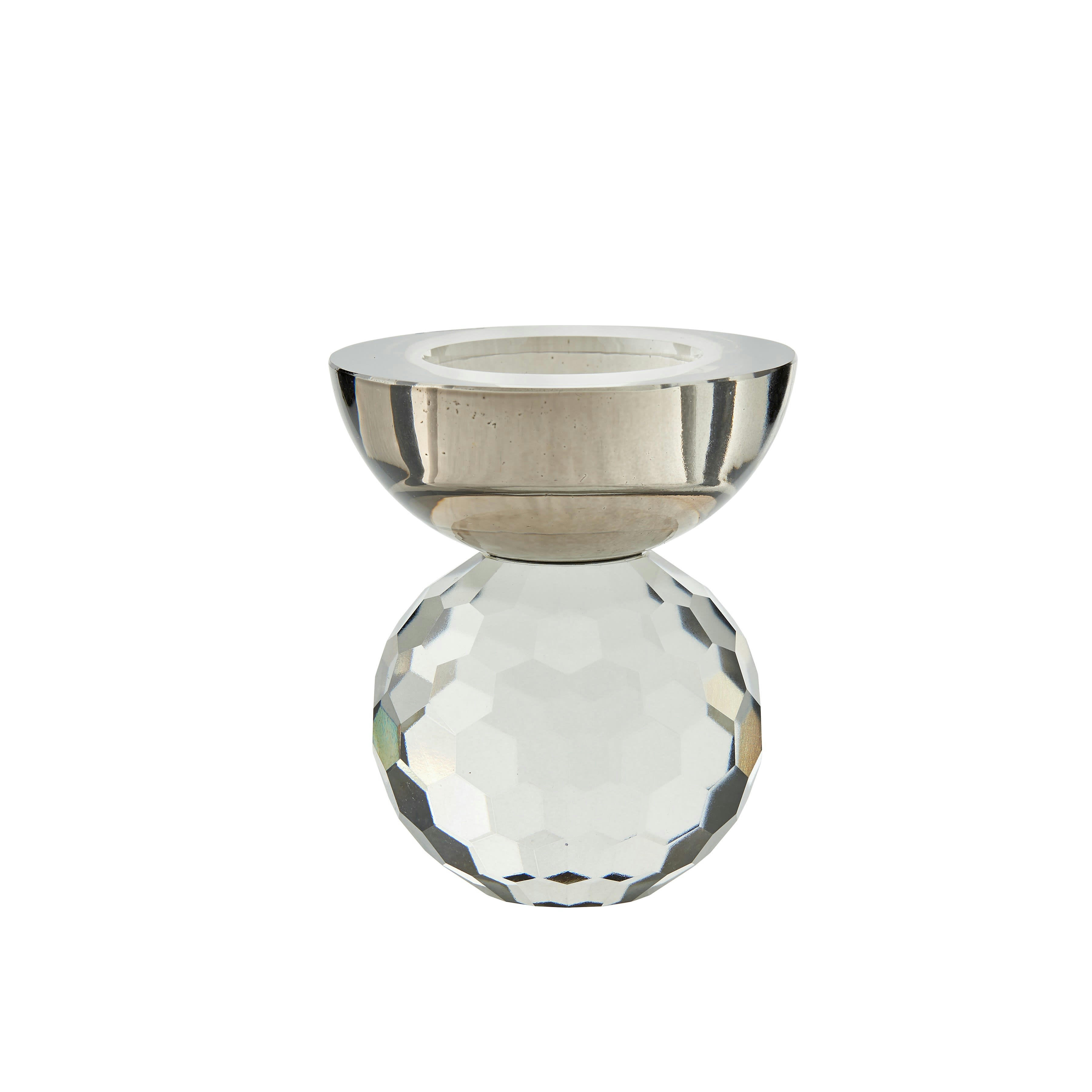 Lola - Bougeoir Lola en verre gris H8,5cm