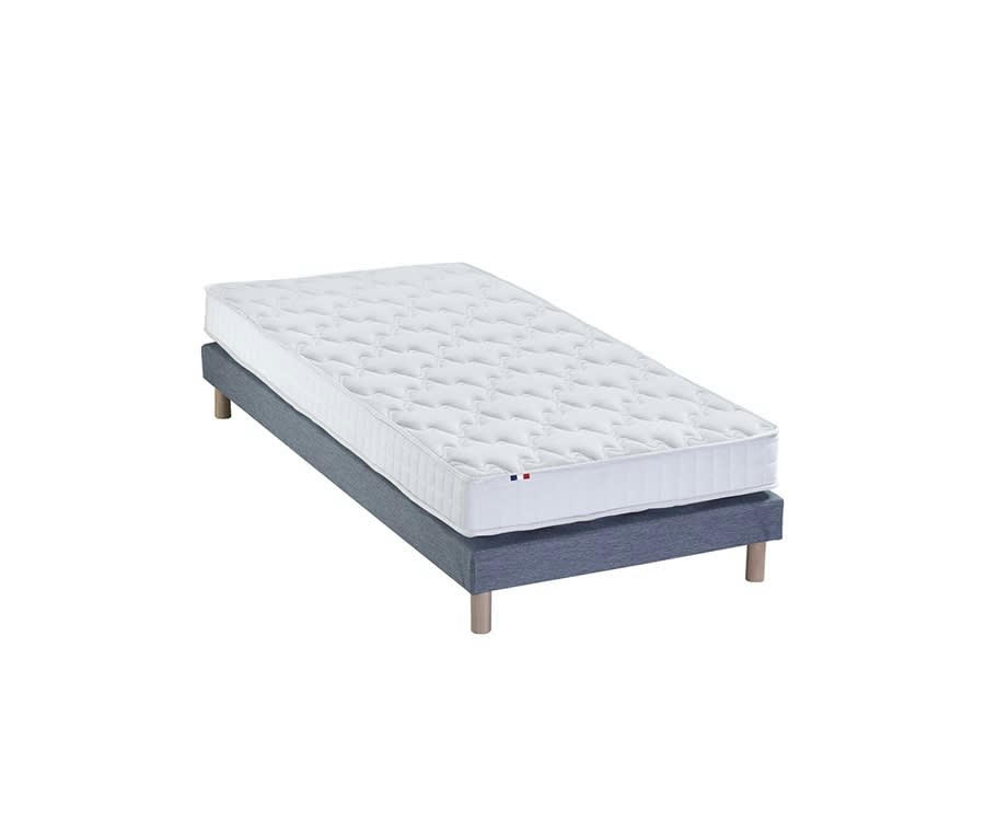 ENSEMBLE AZUR - Ensemble matelas mémoire de forme sommier bleu 90x190