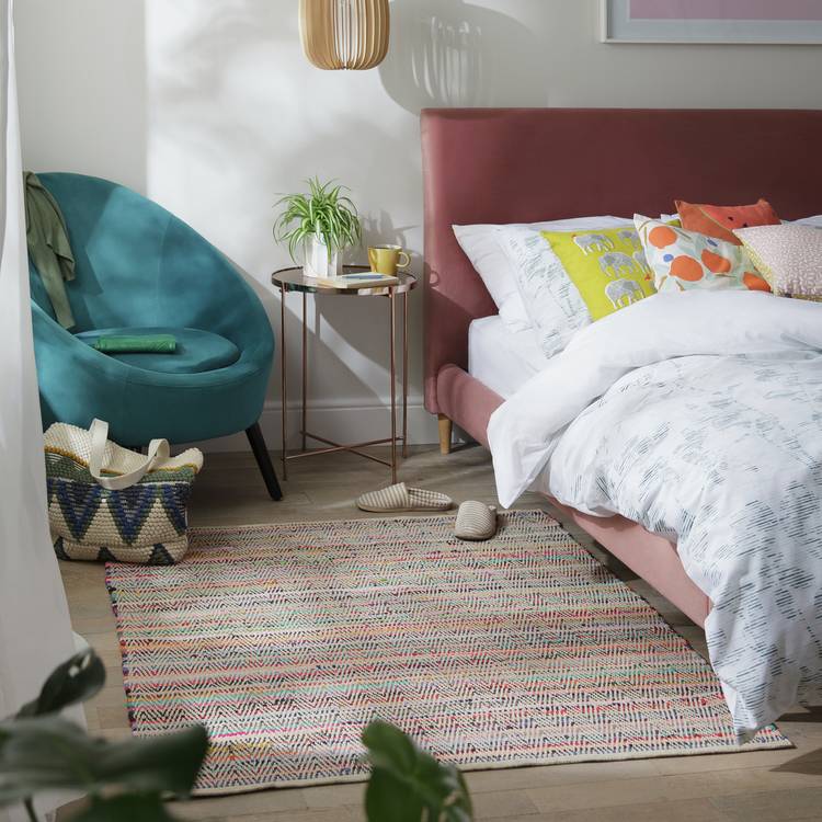 Habitat Stripe Cotton Flatweave Rug - 120x160cm