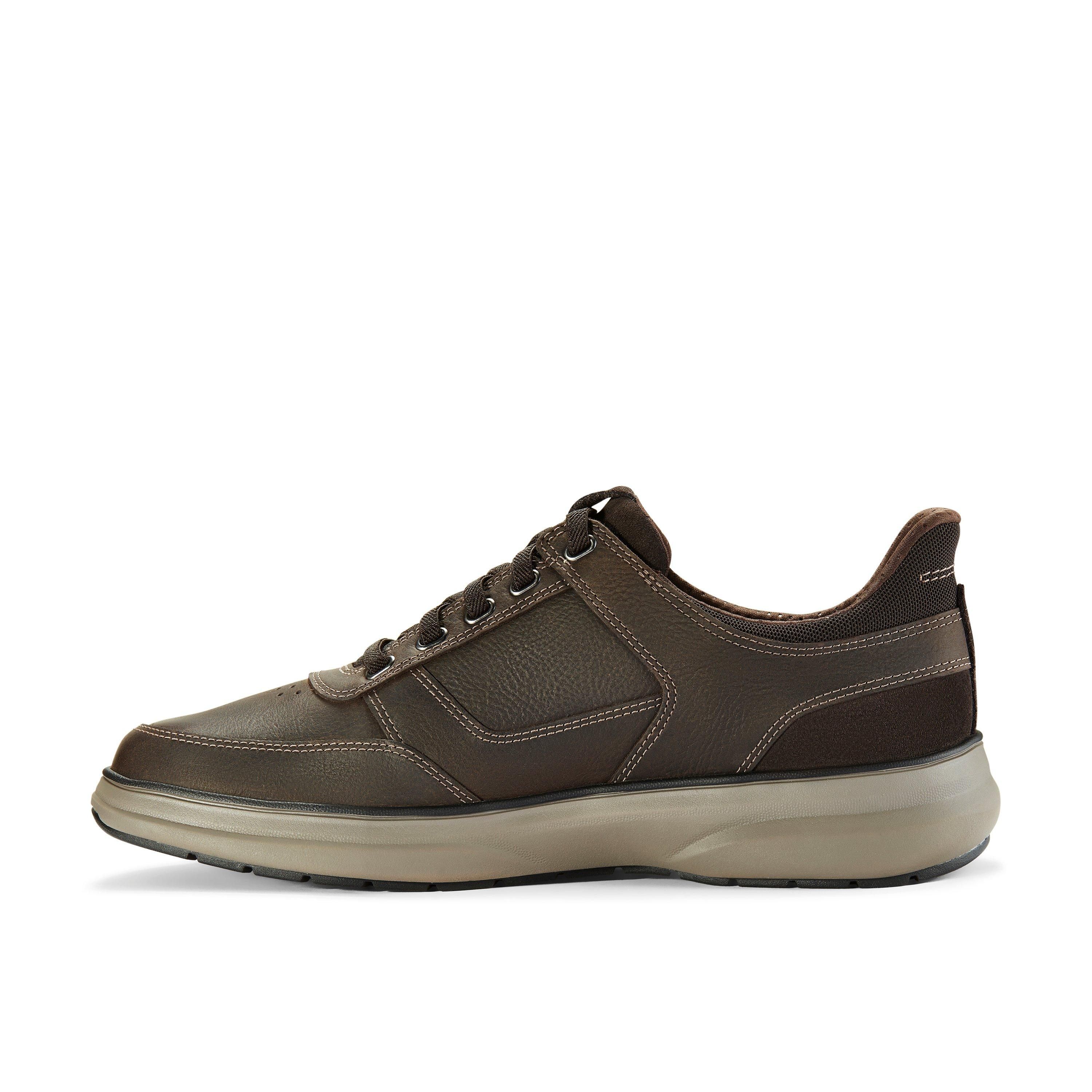 Clarks Mullan Easy Dark Brown Leather Trainers,Lace Up