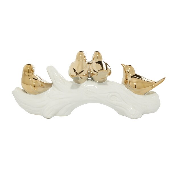 Gold Porcelain Glam Sculpture Bird 6 x 14 x 5 - 14 x 5 x 6