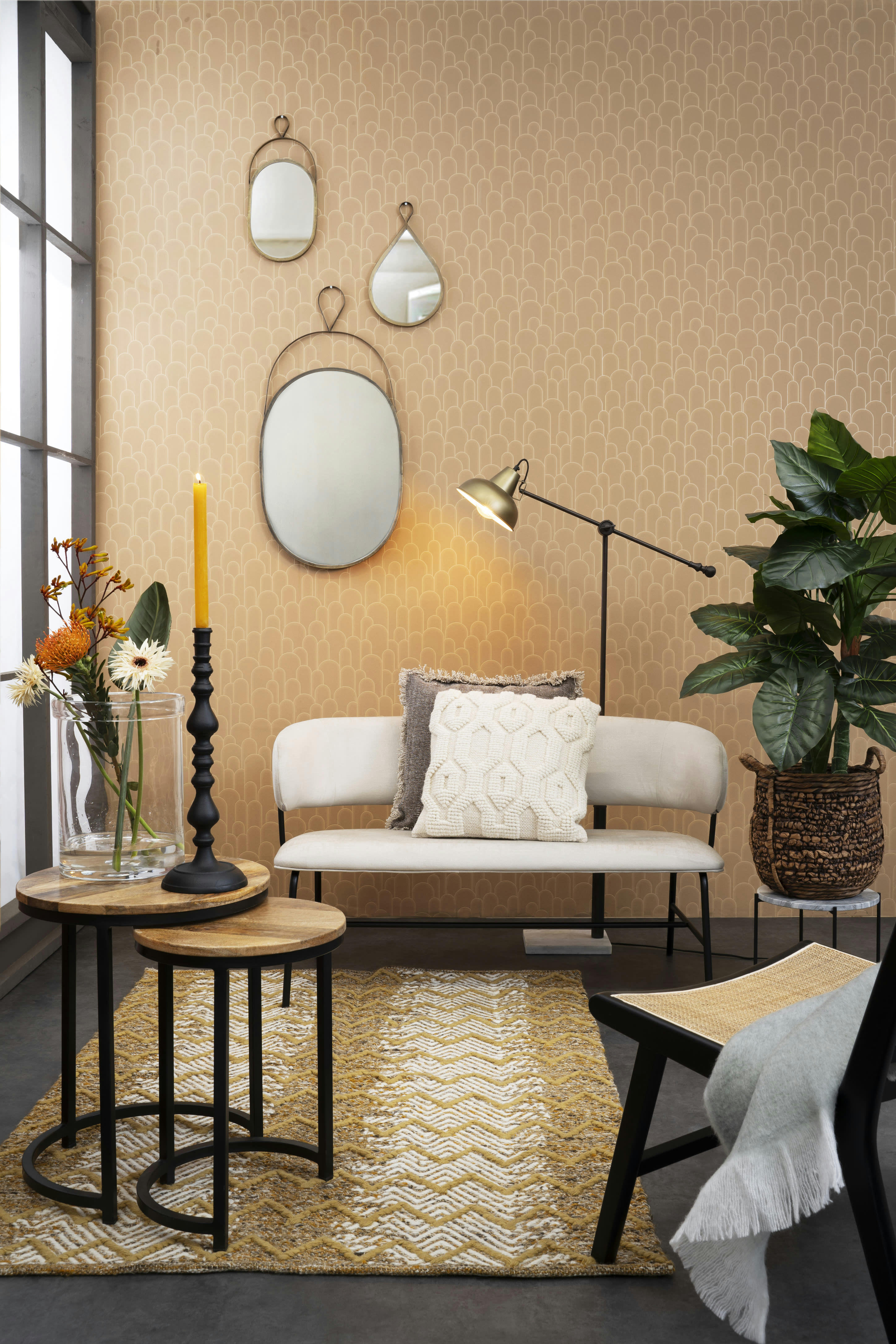 CADEZ - Tapis en laine ocre 180x120