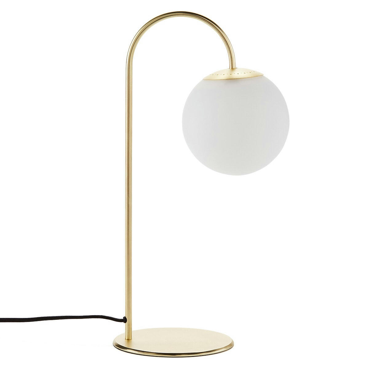 Lampe à poser laiton et verre opaline, Moricio