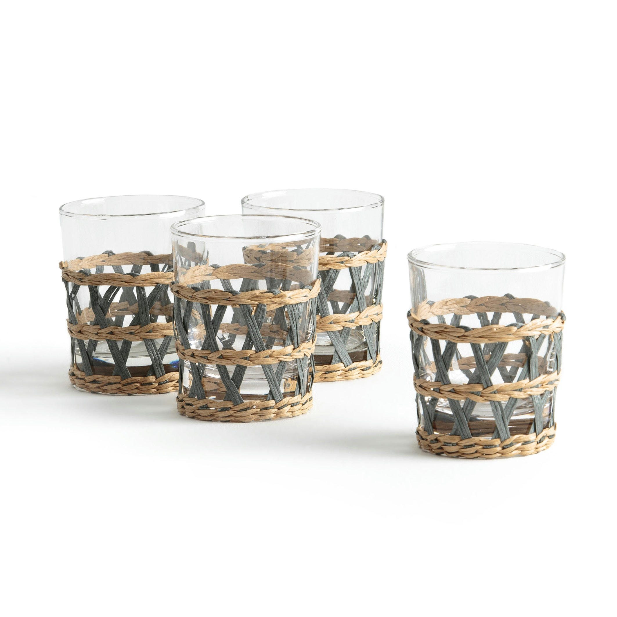 Lot 4 verres à base tressée, Qualimna