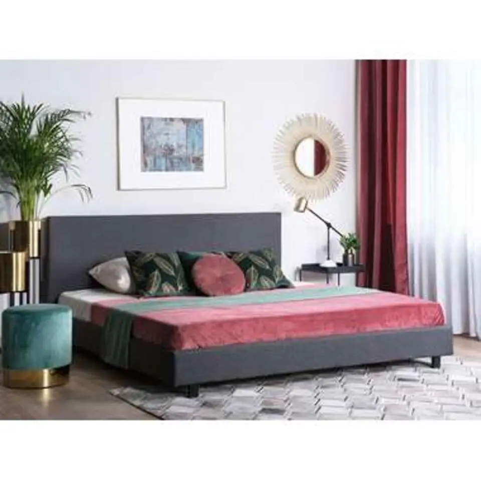 ALBI - Tweepersoonsbed - Grijs - 180 x 200 cm - Polyester