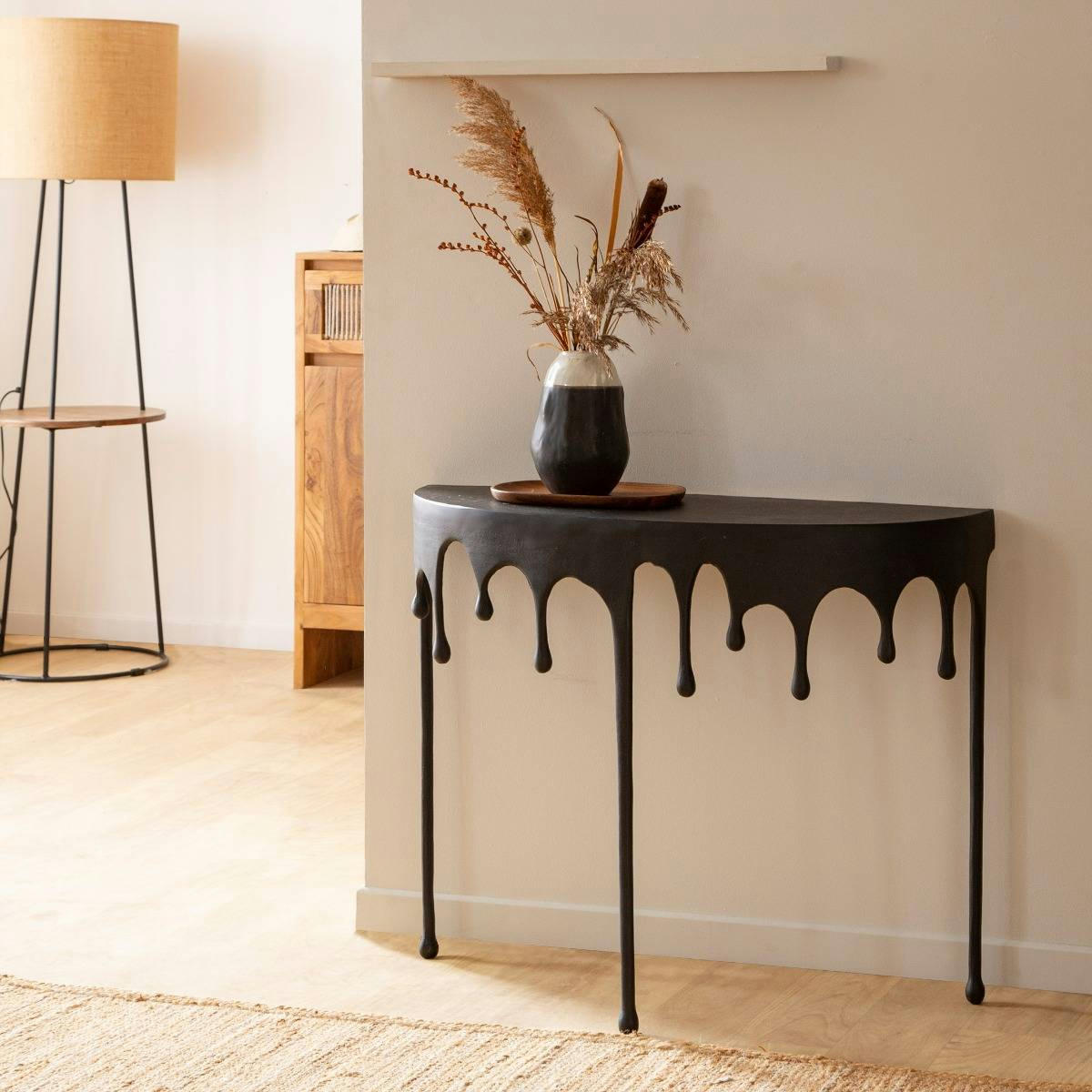 - Table console en aluminium noir 90 cm