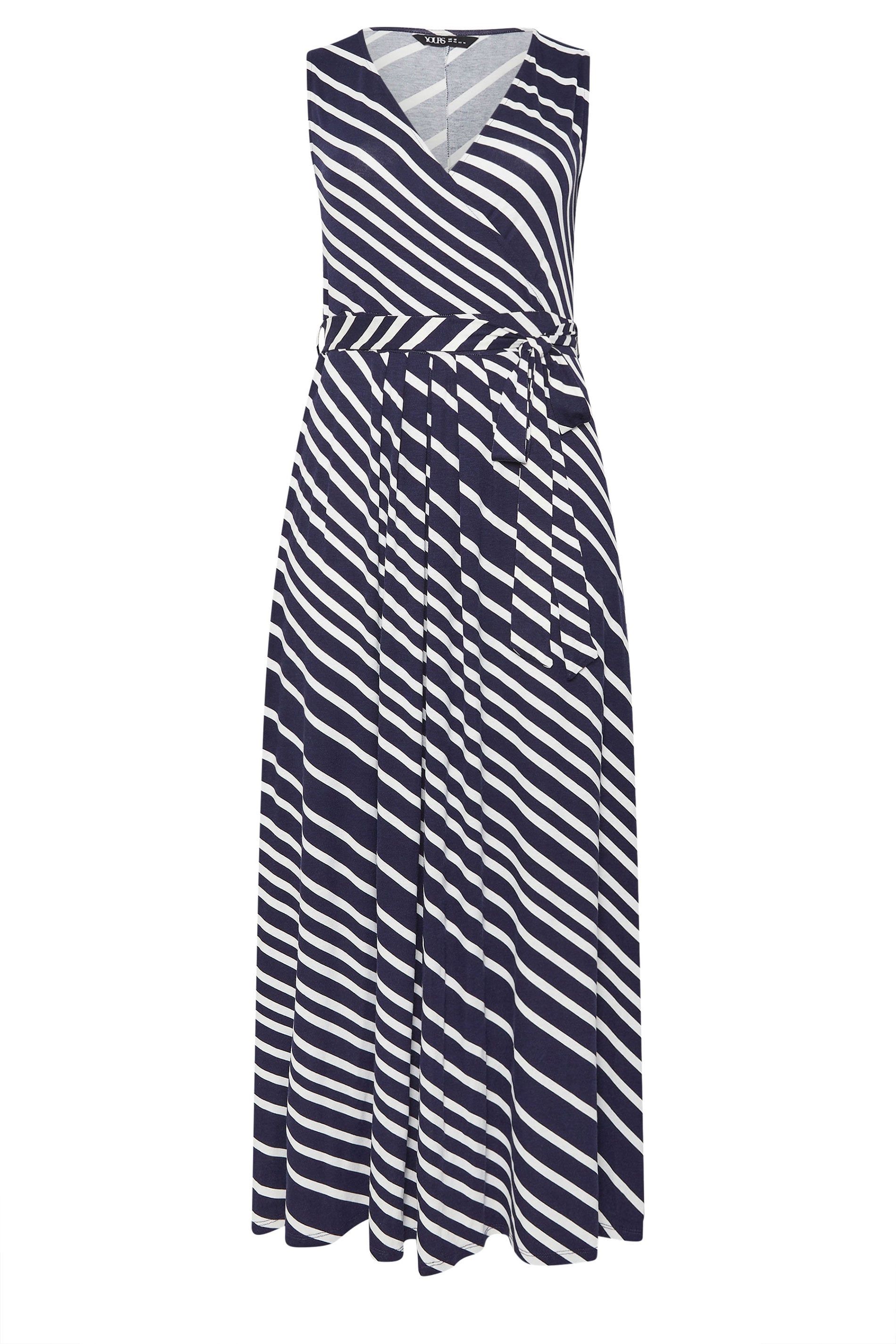 Yours Stripe Sleeveless Wrap Dress