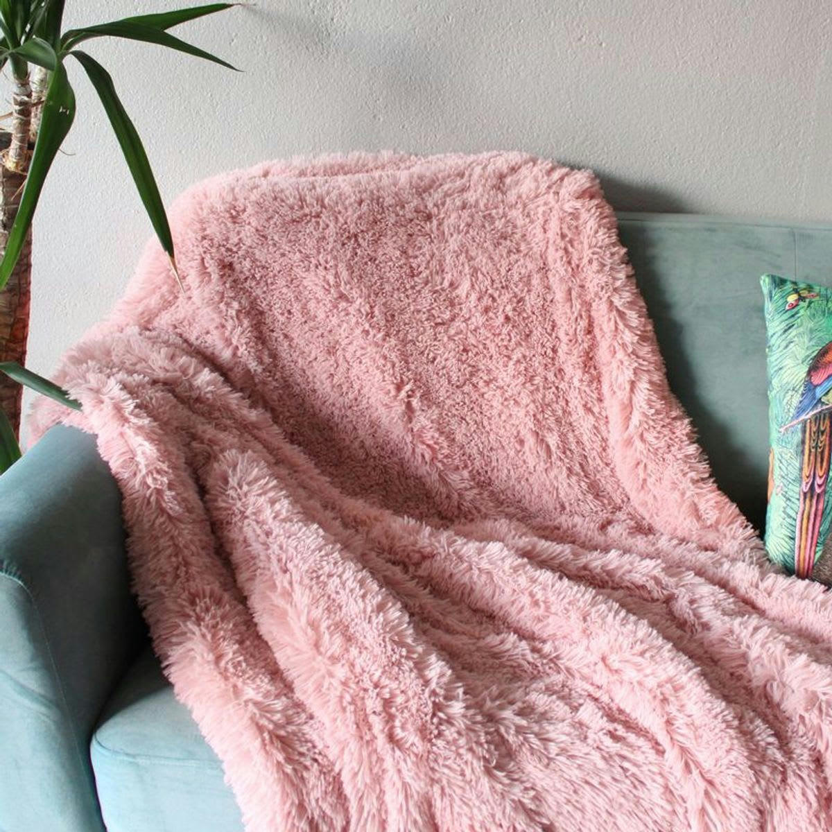NEO - Plaid à poils longs extra-doux rose 120x150
