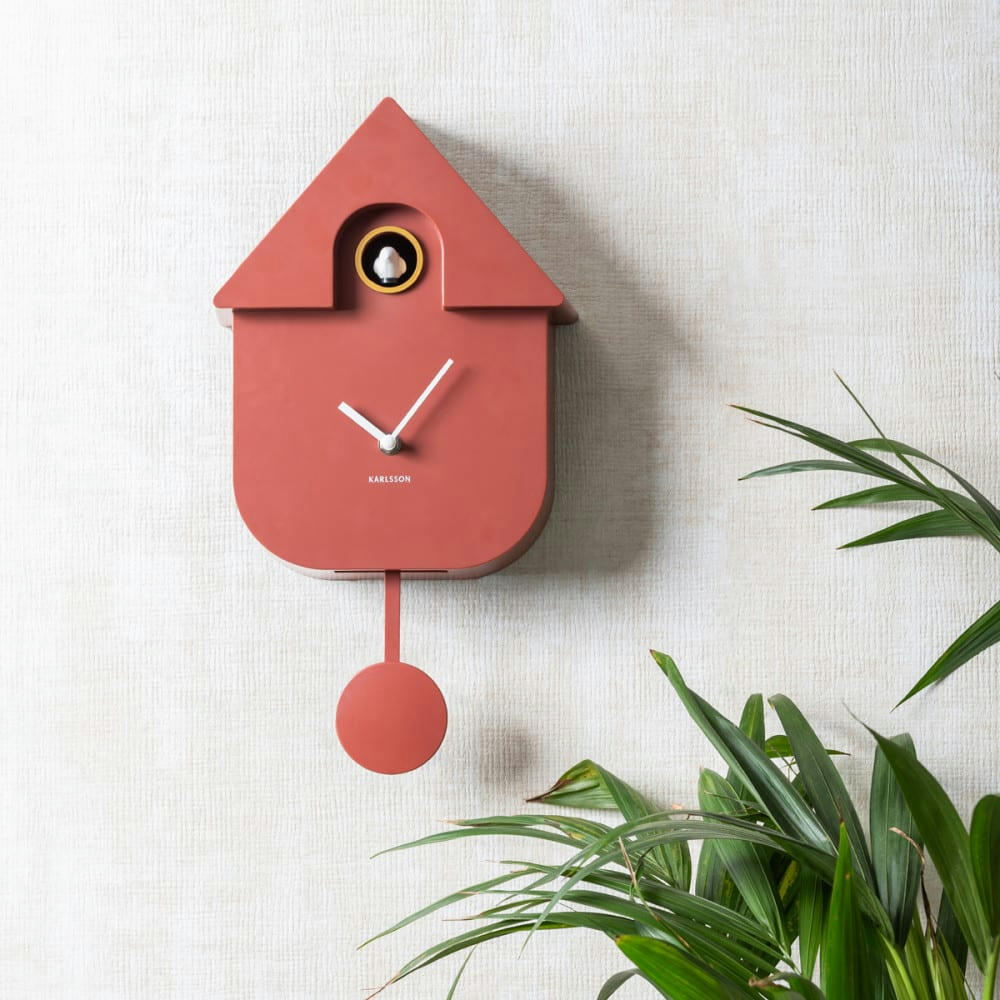 COUCOU - Horloge coucou moderne plastique rouge