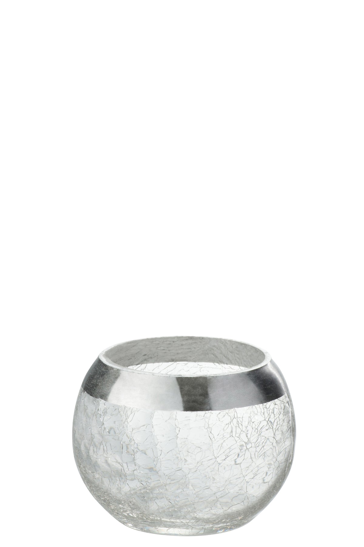 J-Line kaarshouder Bol Craquelé - glas - transparant/zilver - small - 2 stuks