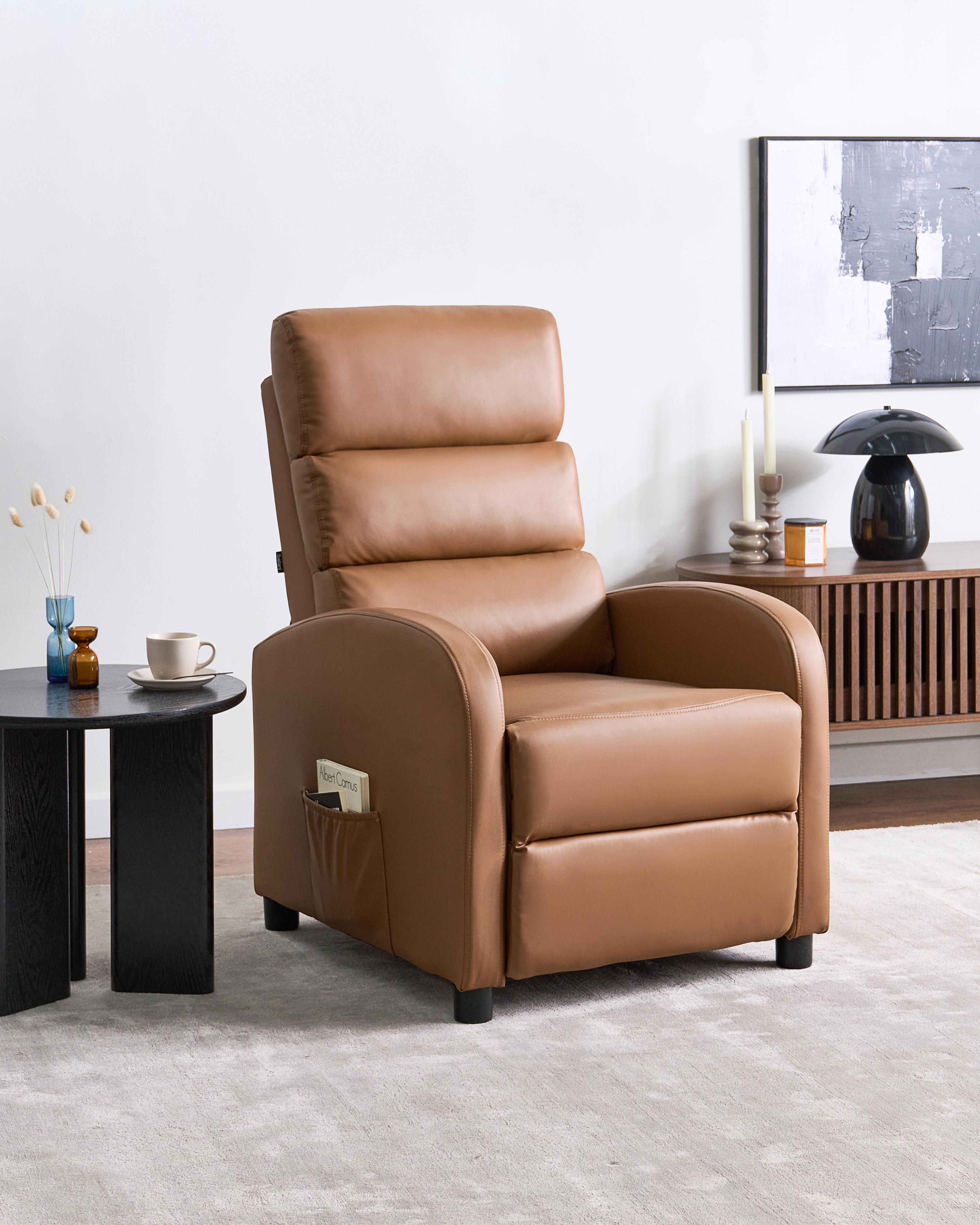 Recliner Chair OTUS Faux Leather Brown