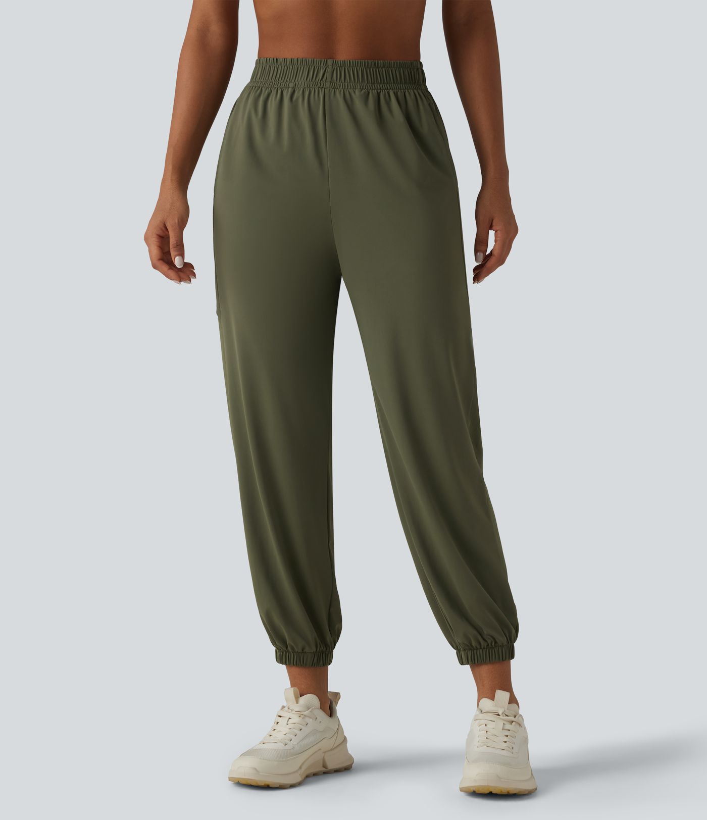 Jogging de sport taille haute en maille contrastée respirante avec poches - Protection solaire UPF50