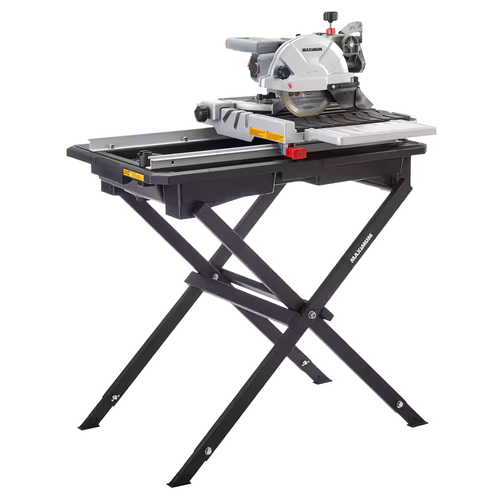 MAXIMUM 10 Amp Wet Tile Saw with Stand, 7-in