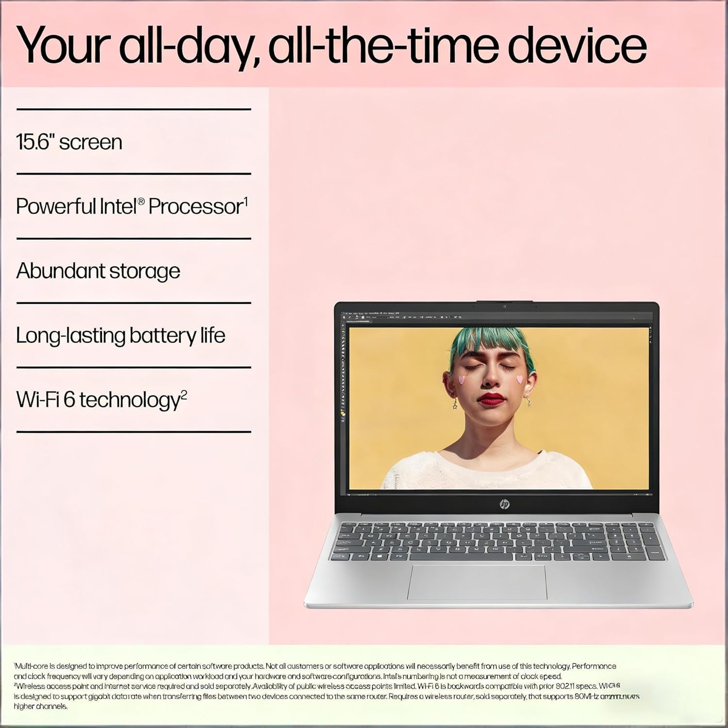 HP 15.6 FHD Laptop 2026 Edition with Copilot AI, 16GB RAM, 512GB SSD, Intel Processor, Long Battery Life, Lightweight 3.64 lbs, Microsoft 365, Windows 11 for Students & Office, Type-RJ45 Cable
