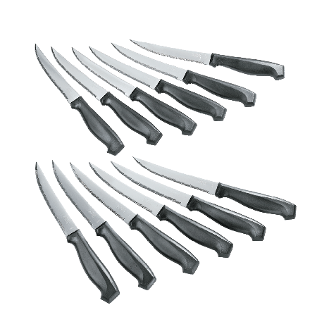Simplicité Stainless Steel Laser Steak Knife Set, Dishwasher Safe, 12-pc