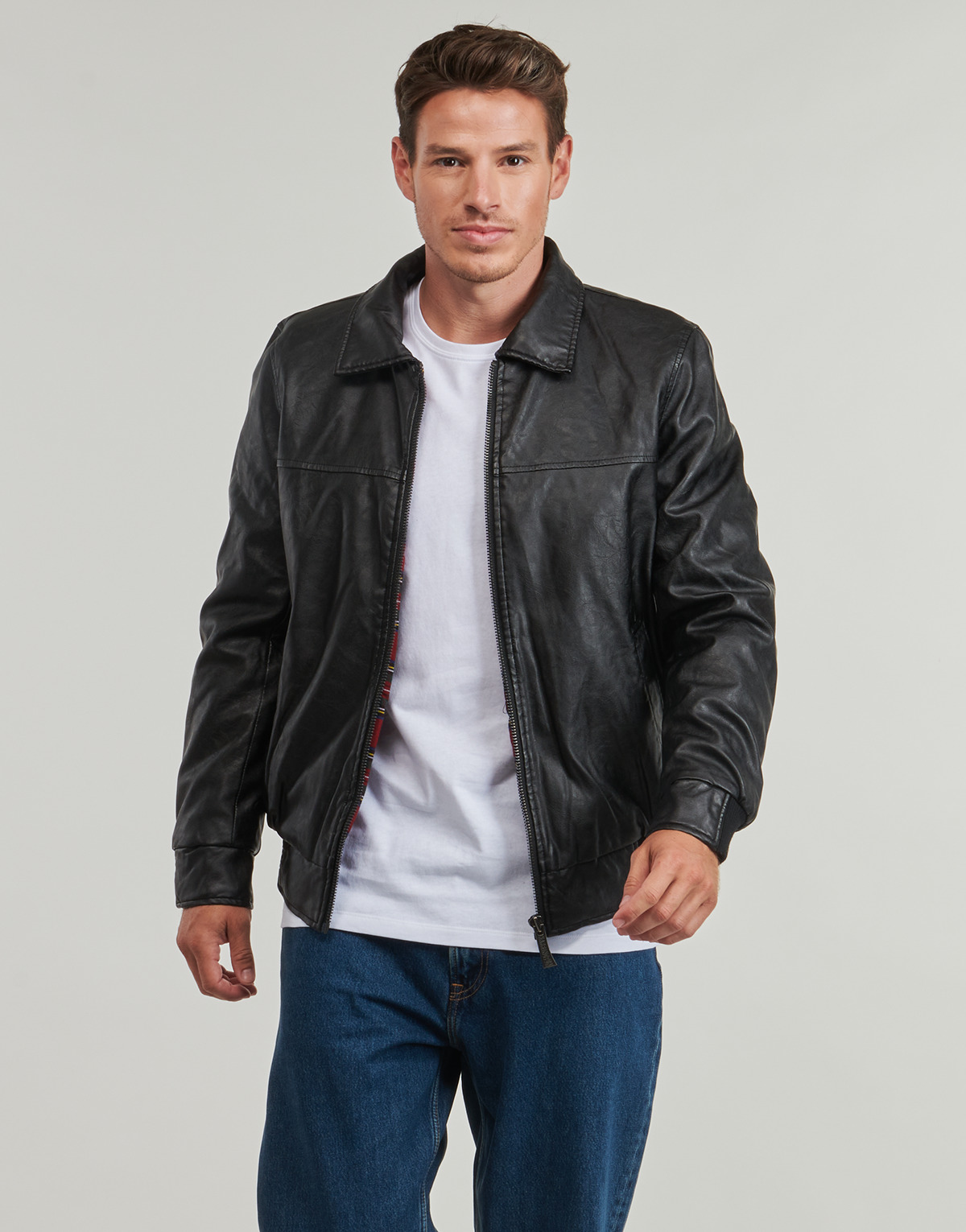 Harrington - FONZIE FAUX LEATHER - Black