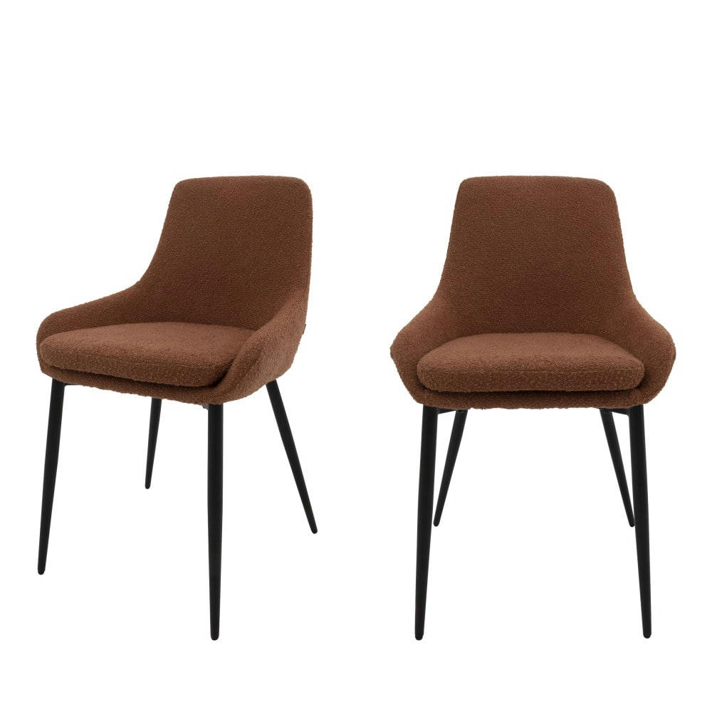 LIV - Lot de 2 chaises en tissu bouclette et métal rouille