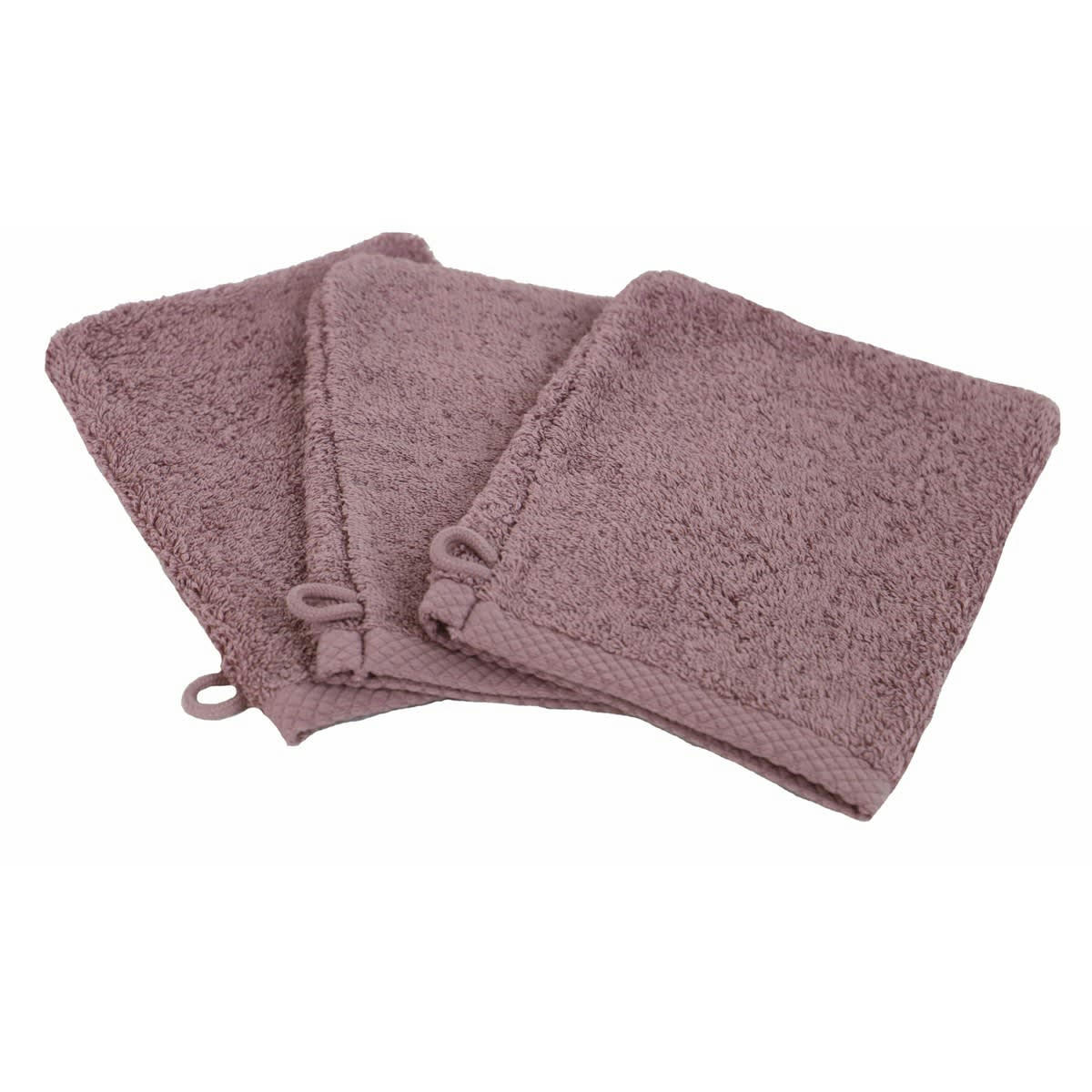 3 GANTS ESSENTIELLE - Lot de 3 gants de toilette eponge en coton lilas