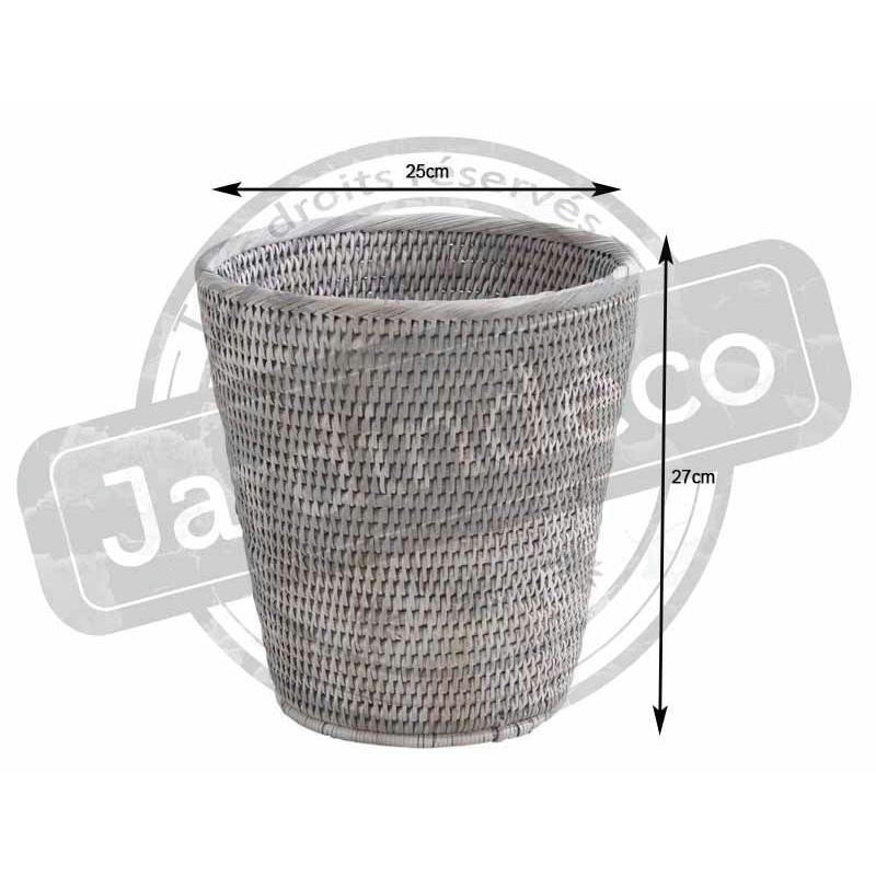 - Corbeille à papier en rotin rotin patiné