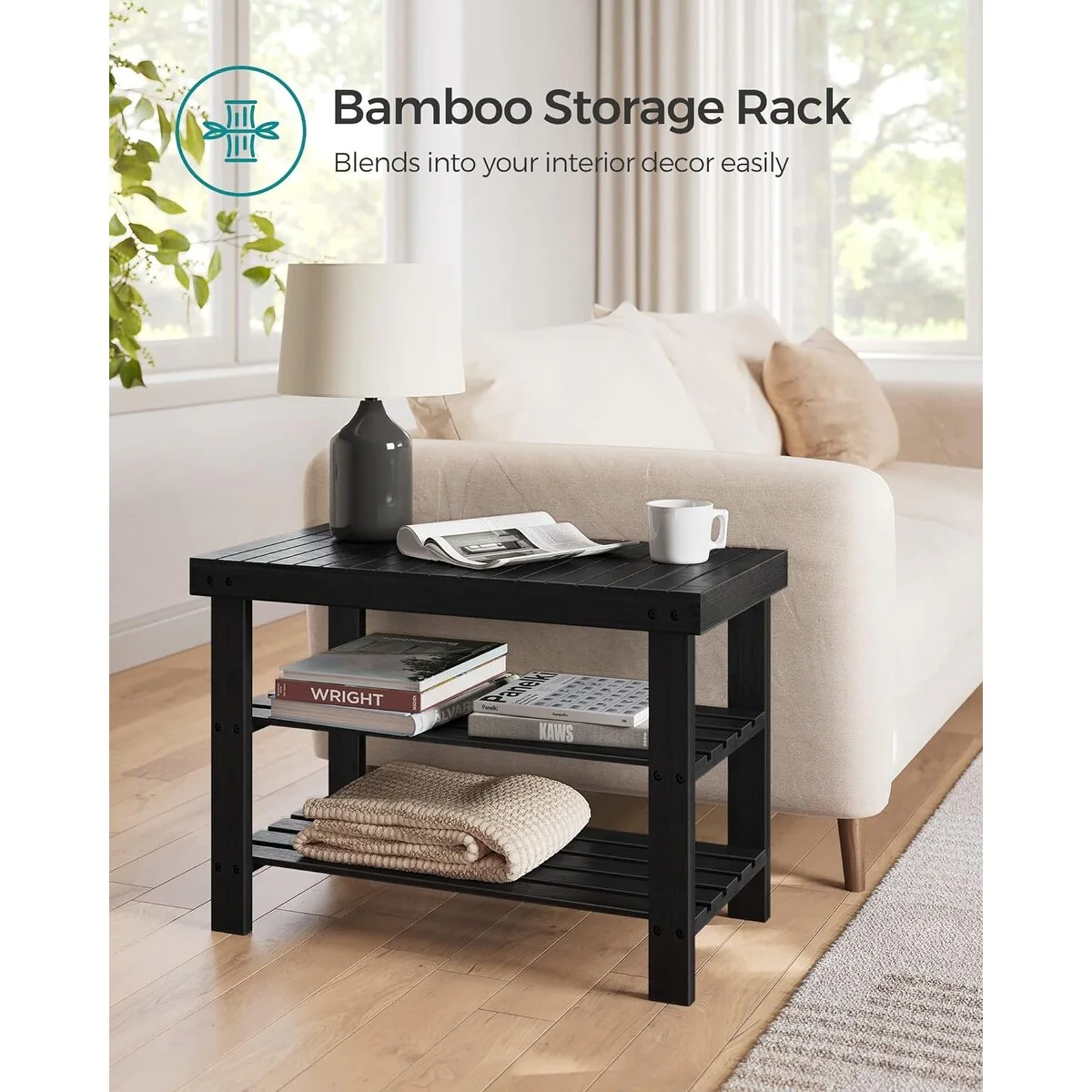 Shoe Rack Bench, 3-Tier Bamboo Shoe Storage Organizer,Entryway Bench