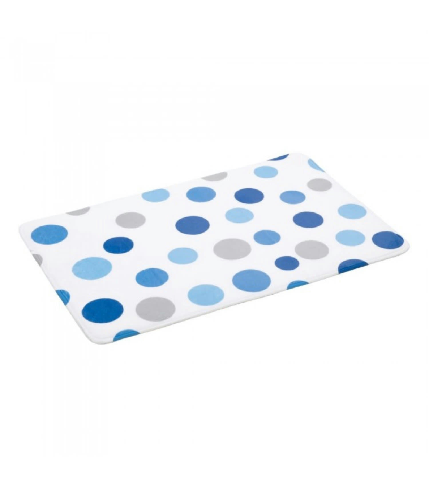 POIS - Tapis de bain microfibre pois bleus 45x70cm
