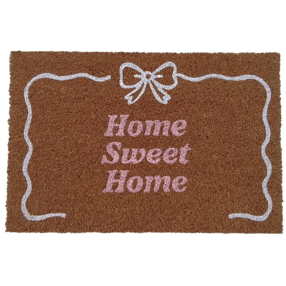 Tapis coco rectangulaire Sweet Home rose et marron 40x60cm (2 modèles)