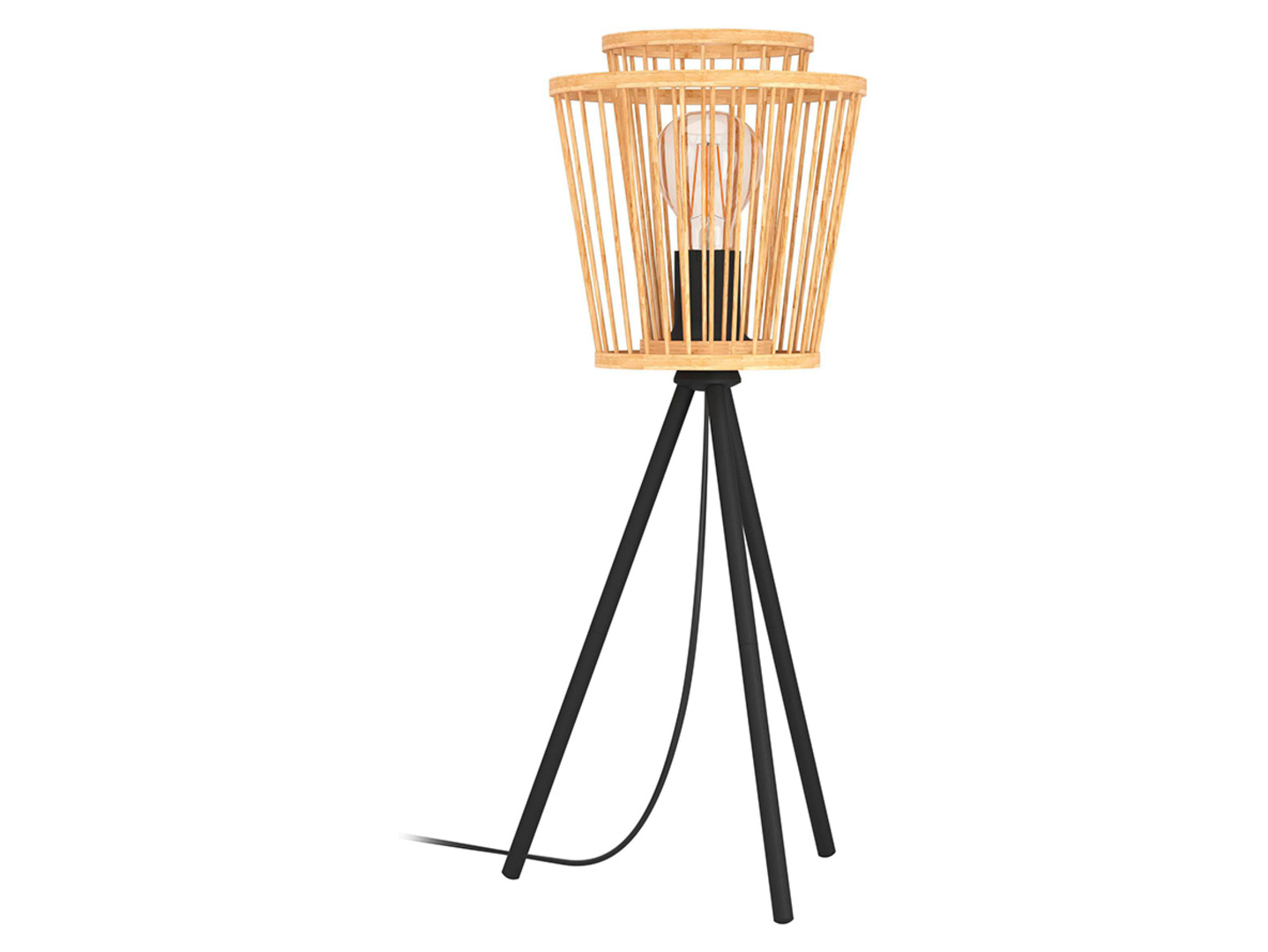 Lampa stołowa Hykeham drewniana beżowa