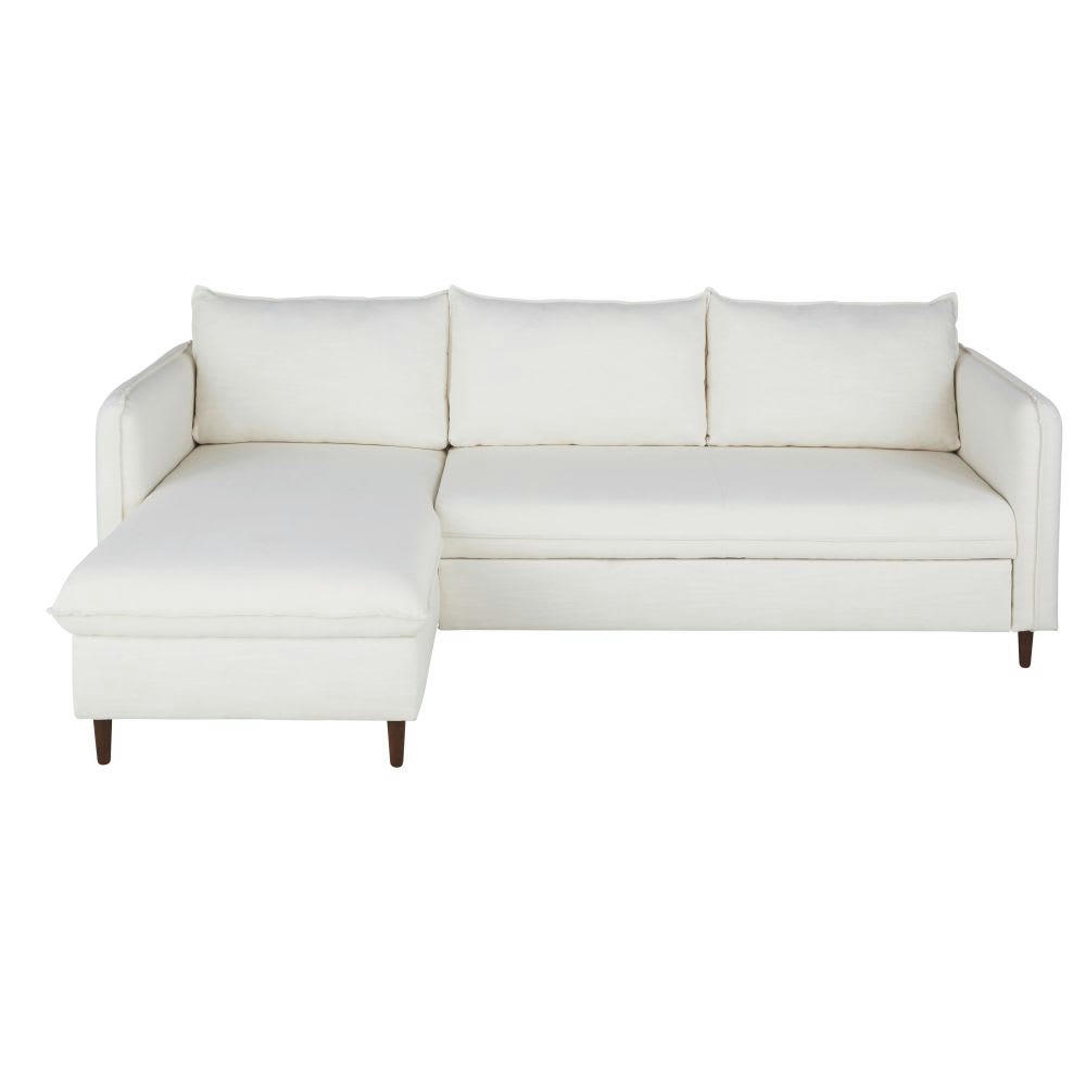 Divine - Canapé d'angle convertible 4/5 places blanc