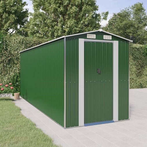 NNEVL Garden Shed Green 192x523x223 cm Galvanised Steel