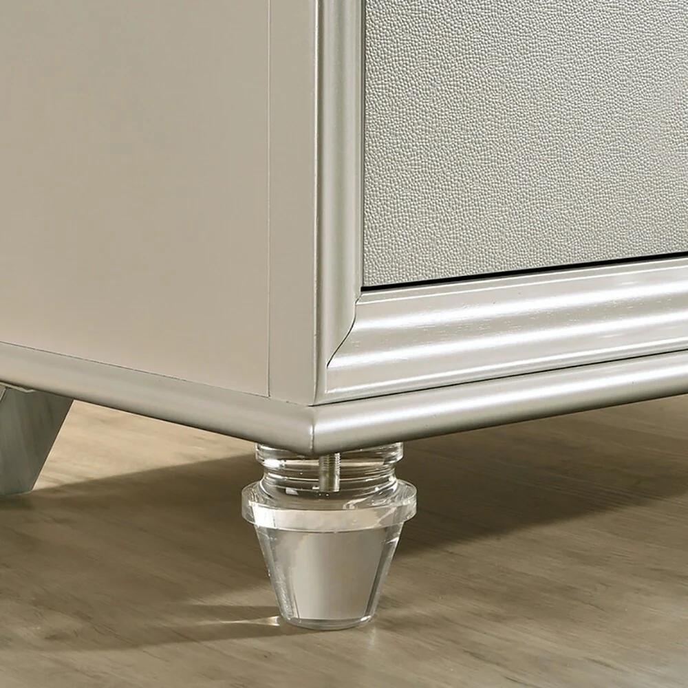 Crystal and Mirror Accents Nightstand with 2 Drawers