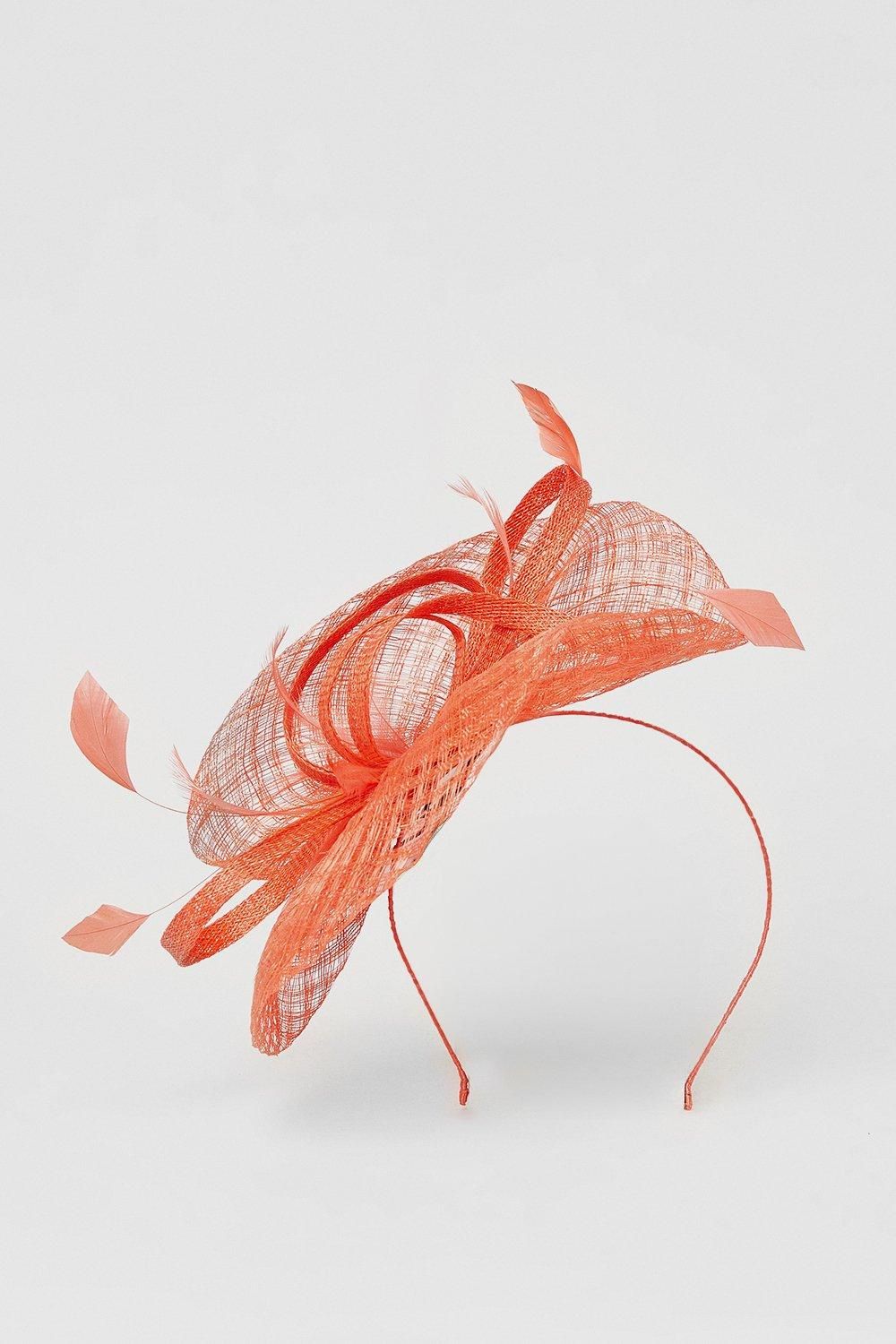 Coast Open Weave Bow And Feather Fascinator
