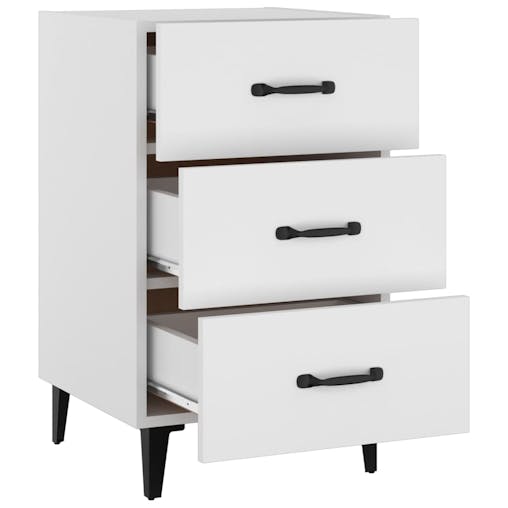 NNEVL Bedside Cabinet White 40x40x66 cm Engineered Wood