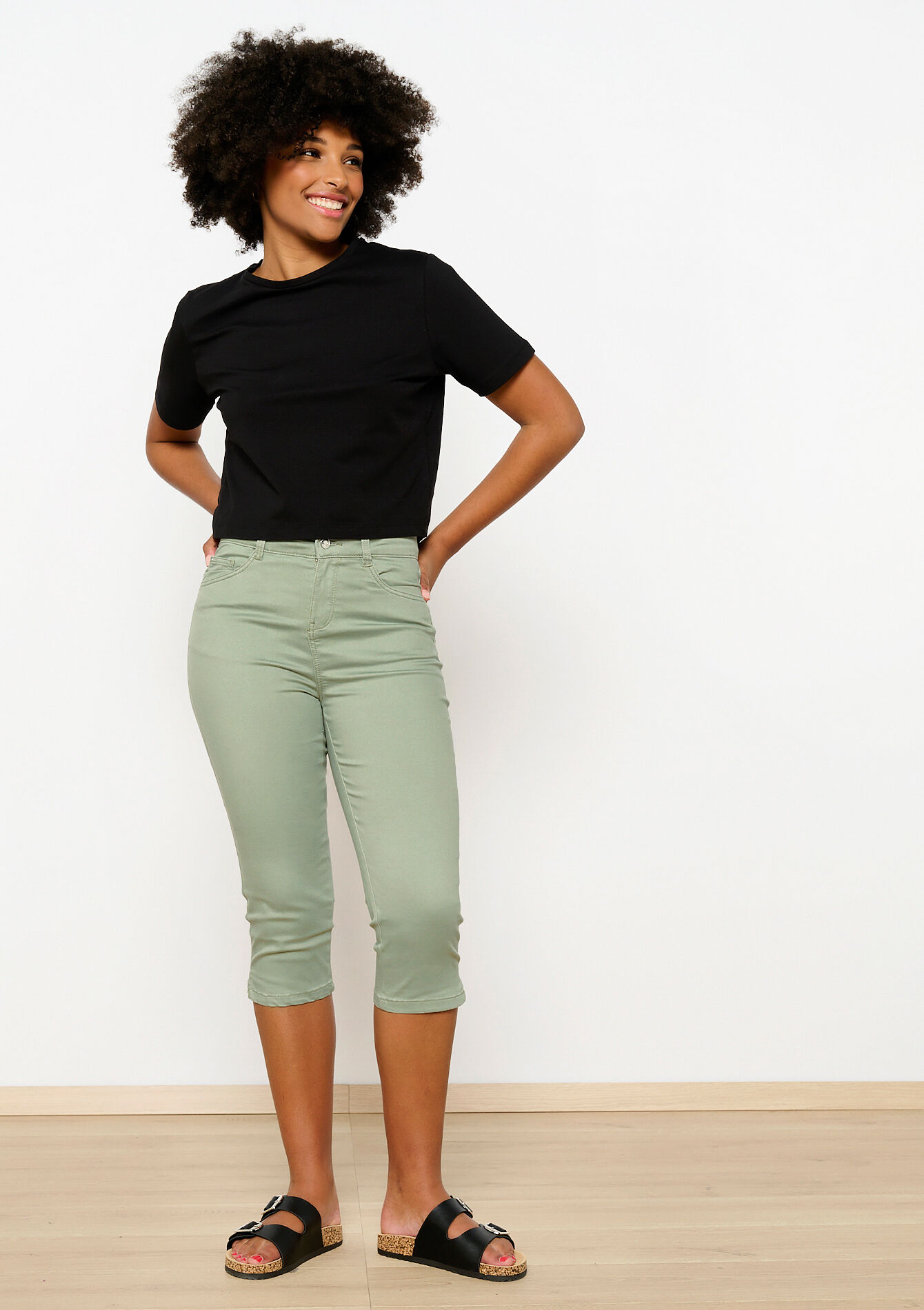 Driekwartsbroek met hoge taille