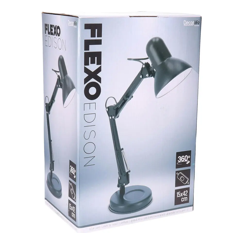 Gerimport Bureaulamp - zwart - metaal - verstelbaar - 37 x 42 cm