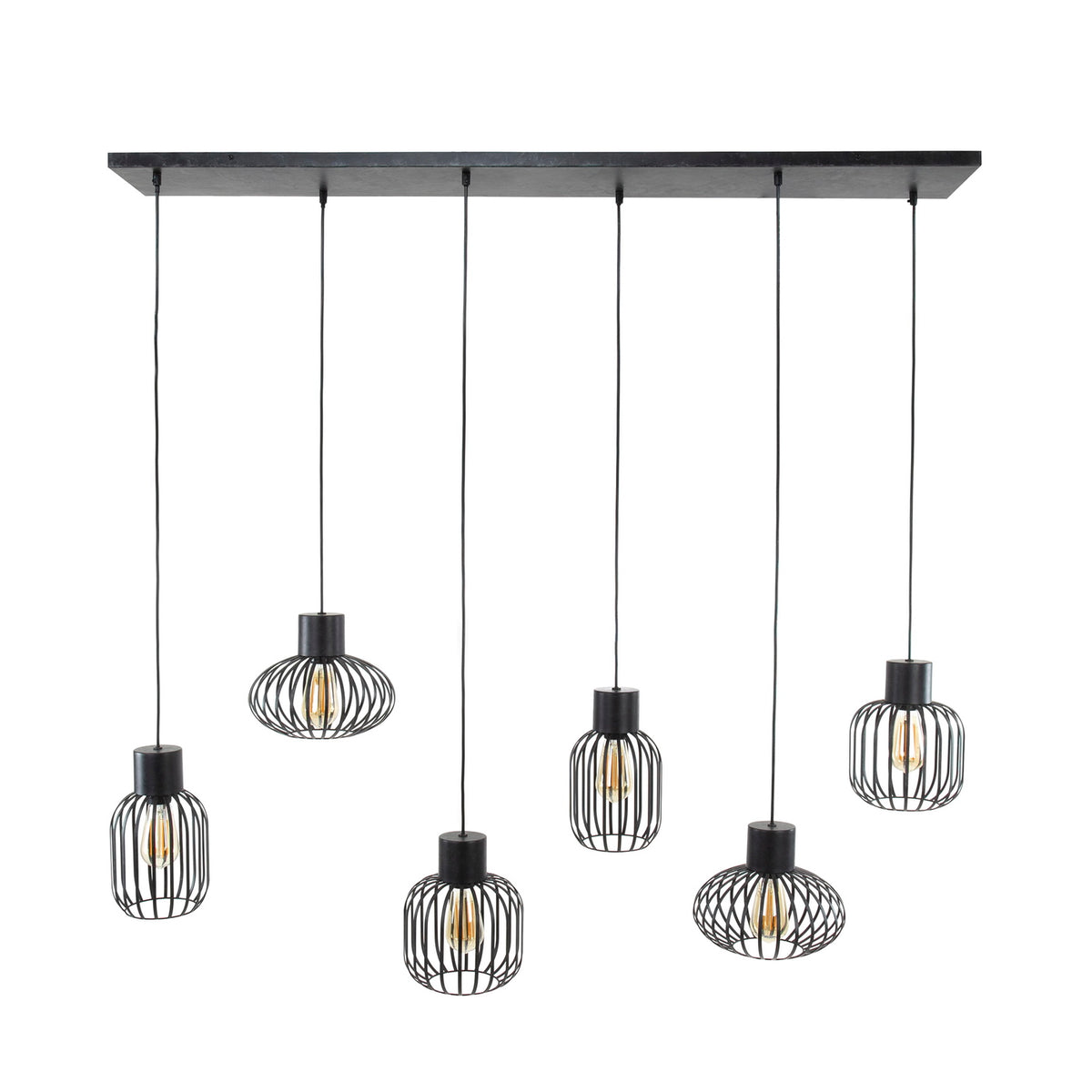 Giga Meubel Hanglamp Mix - Zwart Metaal - 6-Lichts - 150x145x28cm