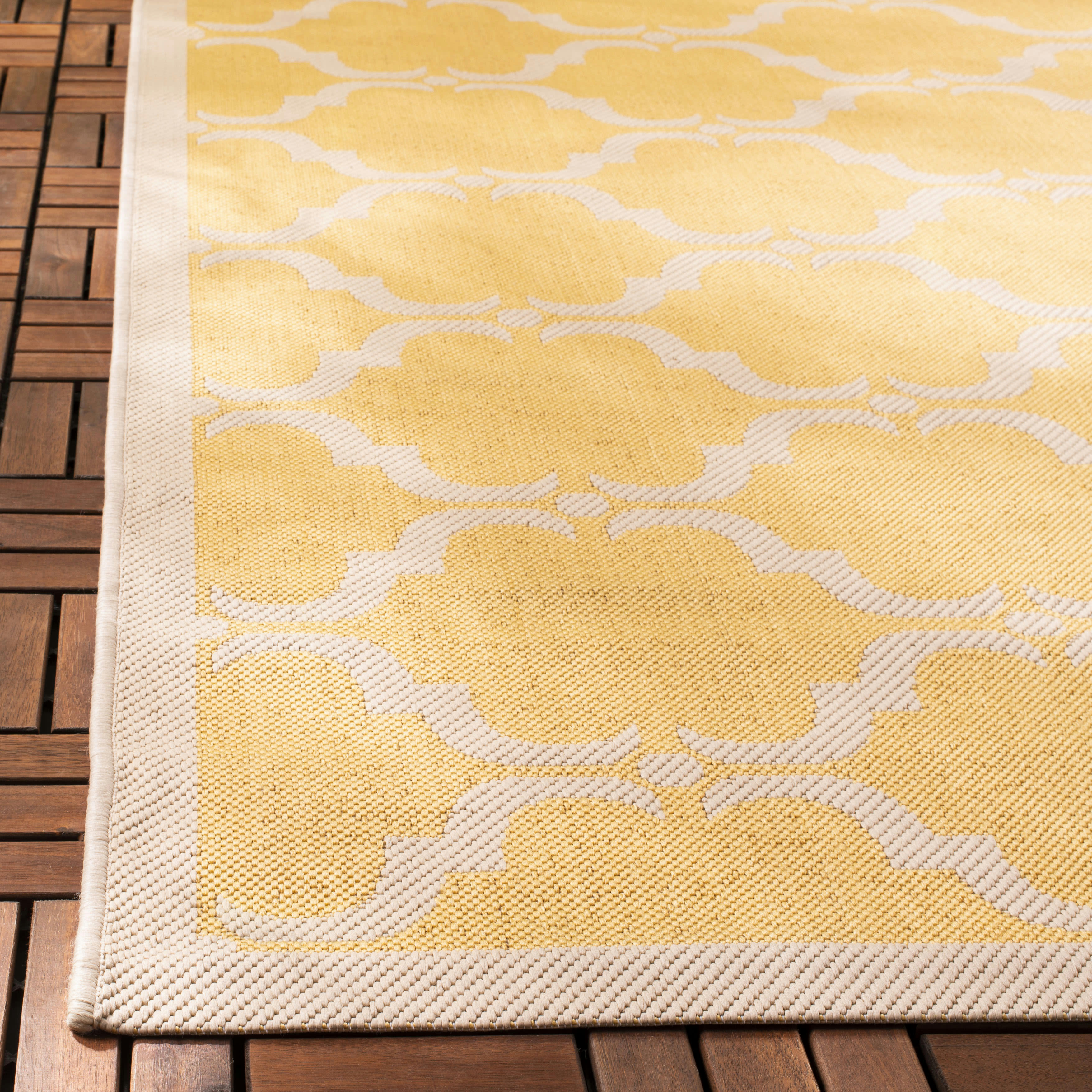 COURTYARD - Tapis interieur & exterieur en jaune & beige, 201 x 290 cm