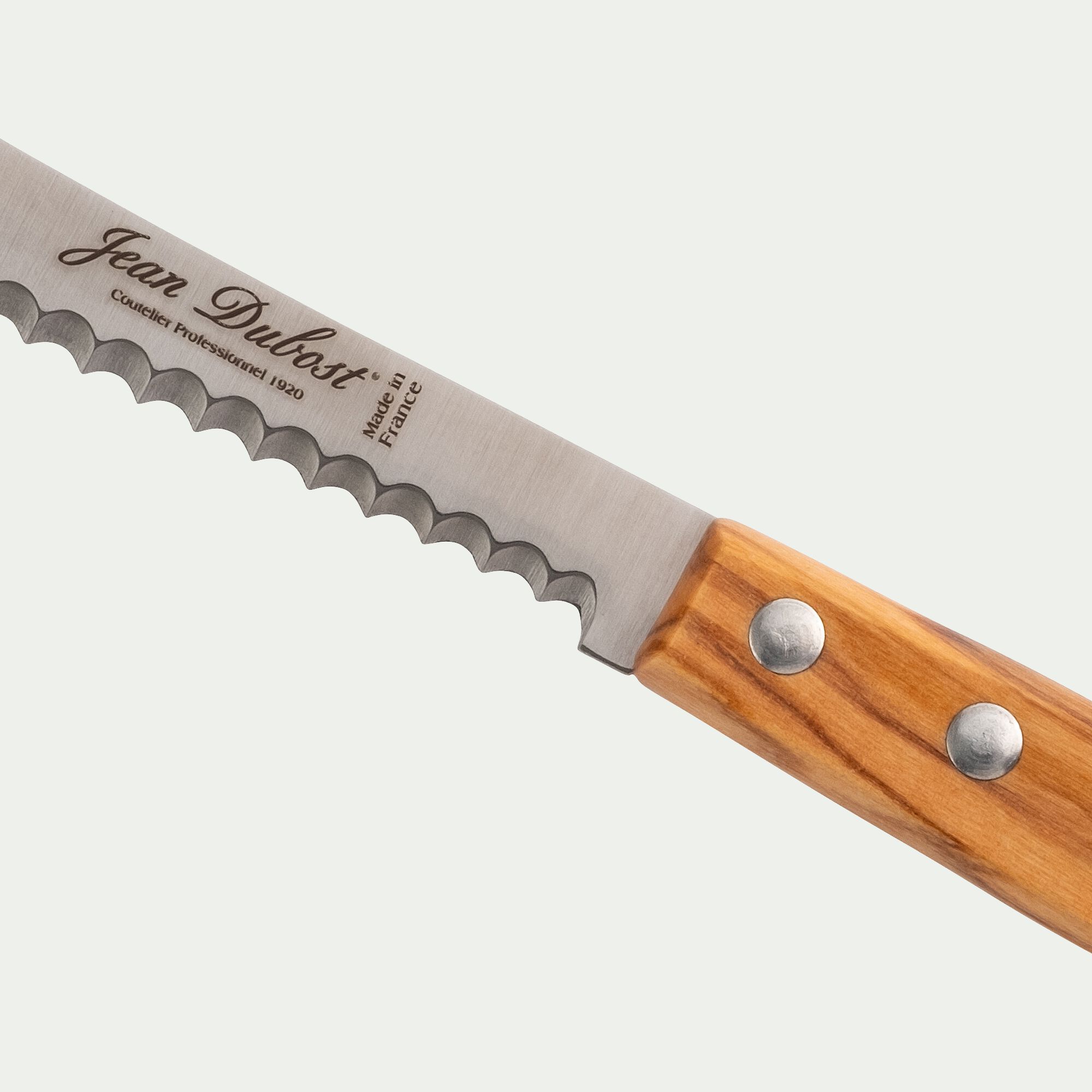TRADITION - Couteau à tomates en inox et bois d'olivier 21cm - naturel
