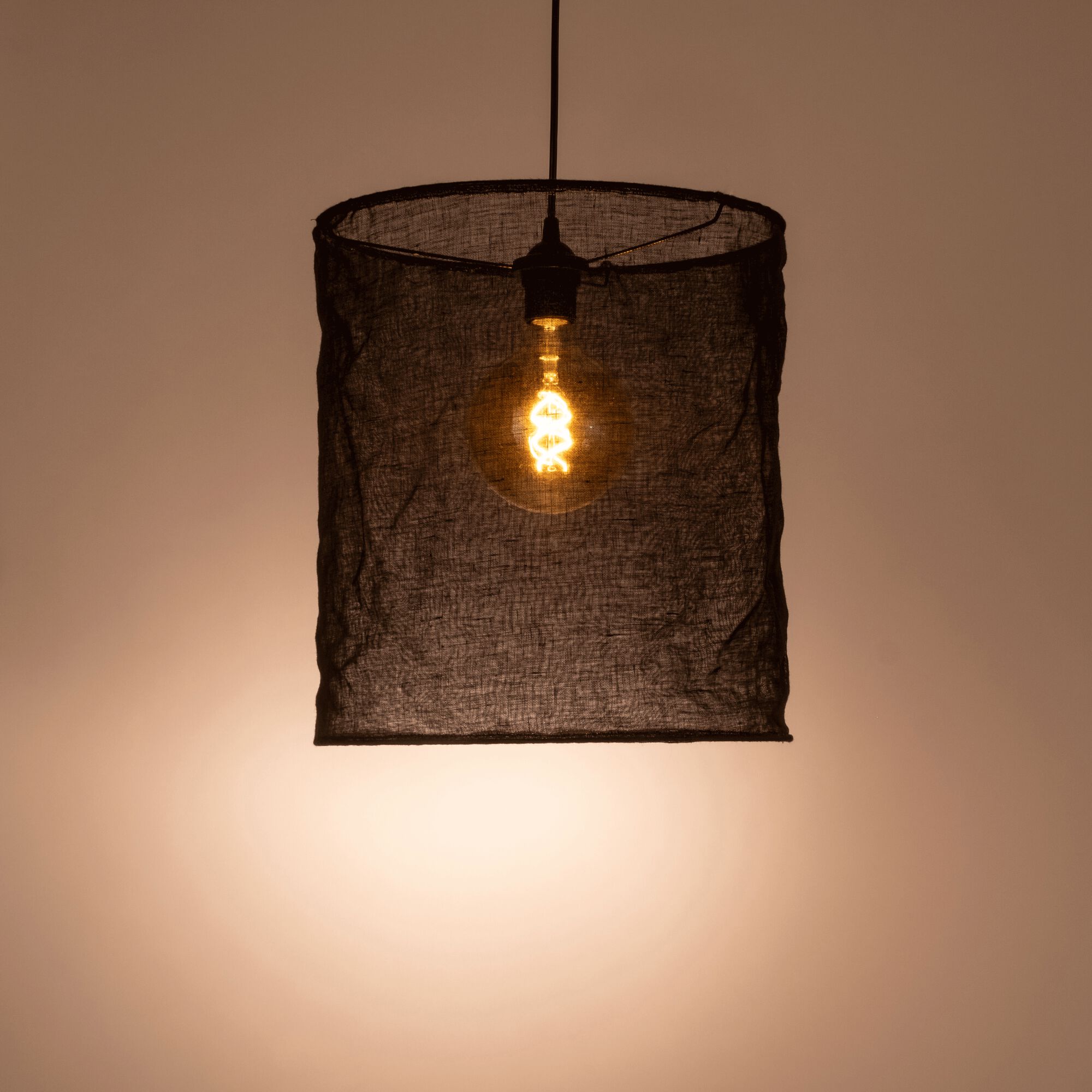 ORMES - Abat-jour cylindrique en lin D35cm -noir