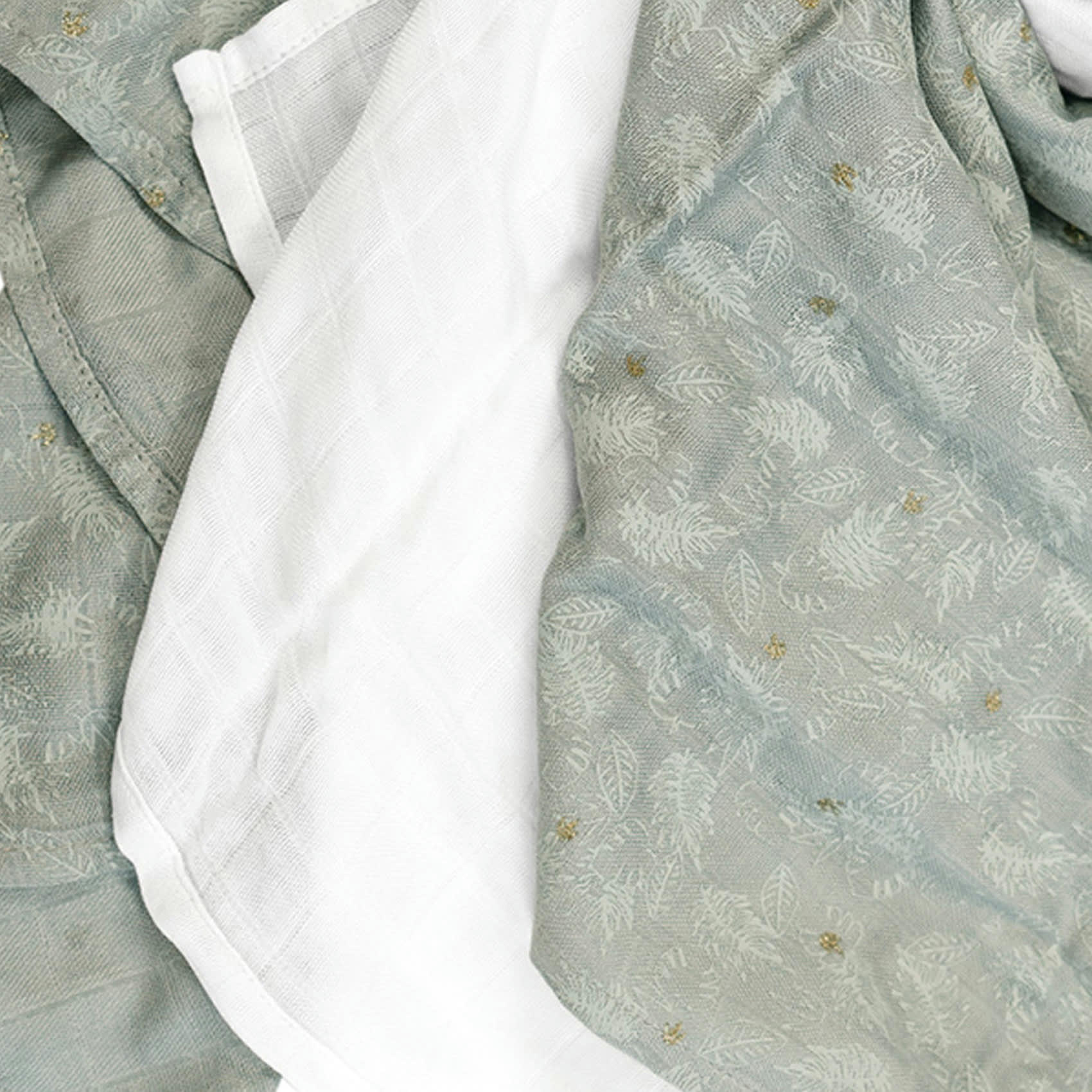 - Lot de 3 langes bébé Jungle et blanc bambou Vert 60x60