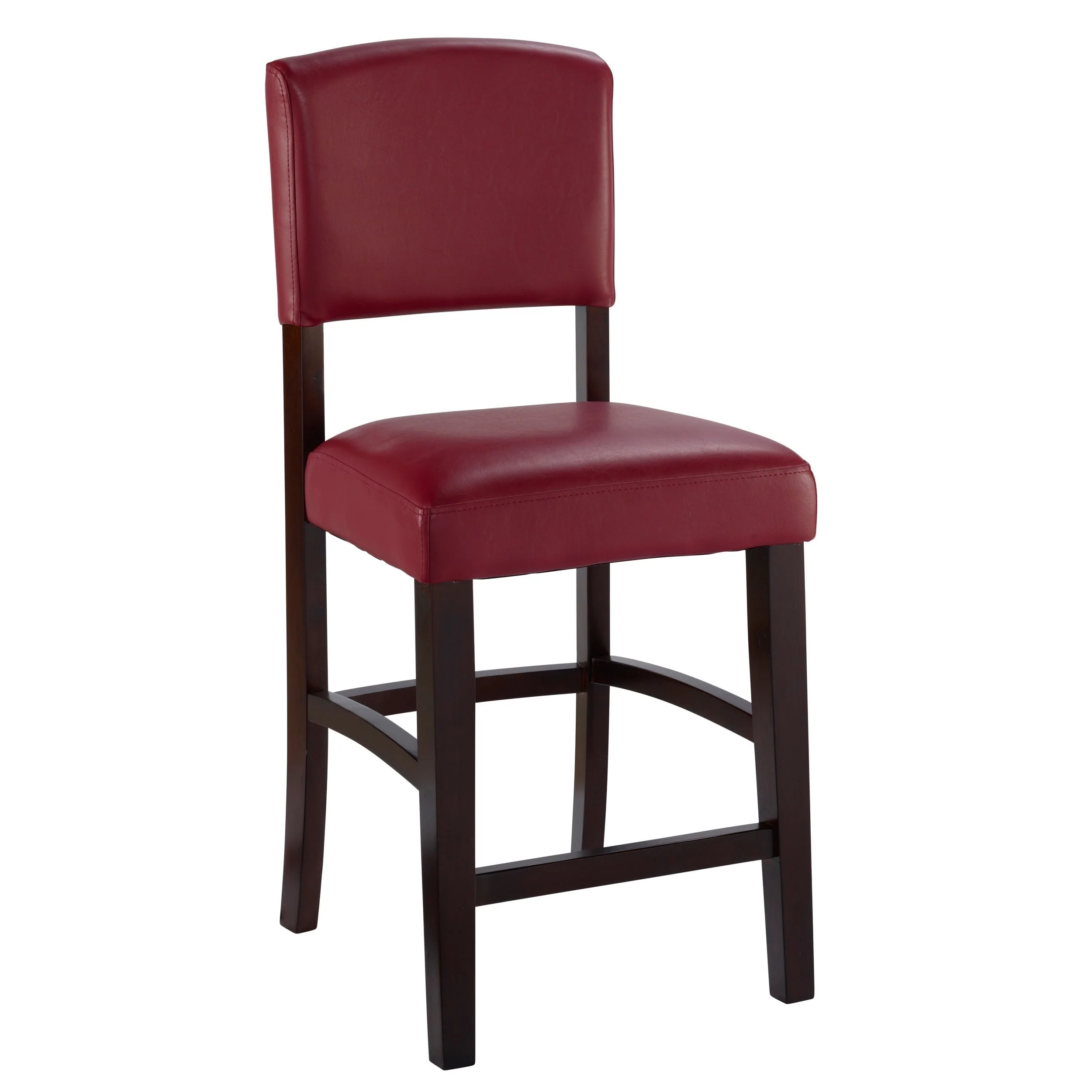 Linon Monte Carlo Stationary Counter Stool, Dark Red Vinyl - N/A