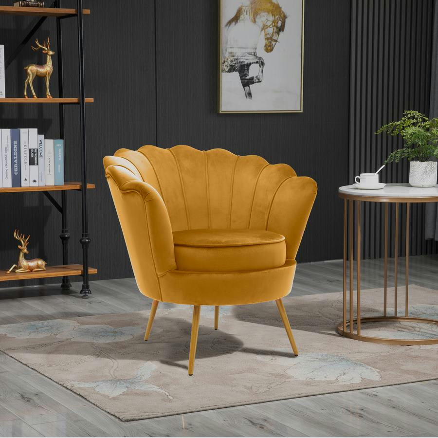 VELVET - Fauteuil design en velours ocre