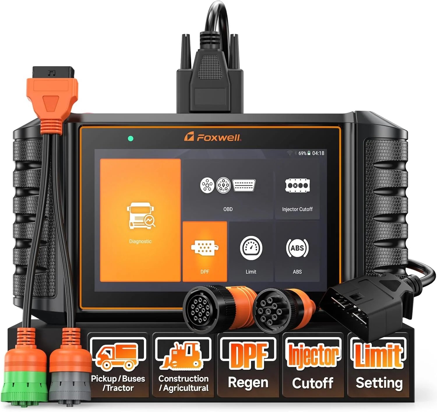 HD500 Heavy Duty Truck Scanner with DPF Regen/Injector Cutoff/Limit Setting, Full System Diesel Diagnostic Scan Tool for Cummins, Detroit, Caterpillar, Paccar, Hino  More Pickup Semi Trucks