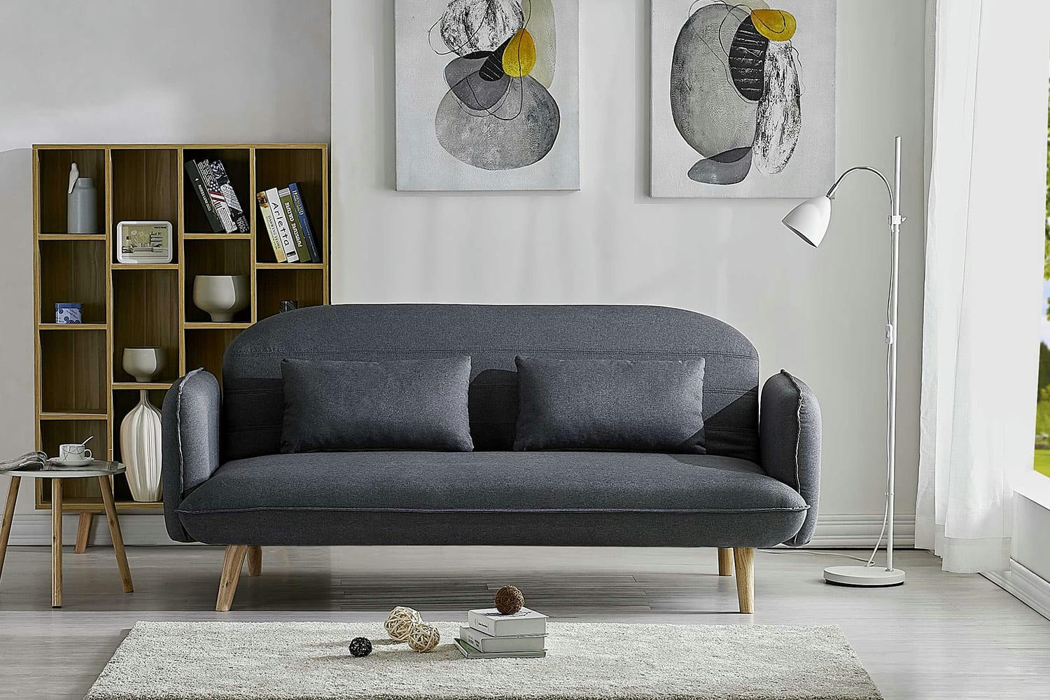 SOTCHI - Canapé convertible 3 places en tissu gris