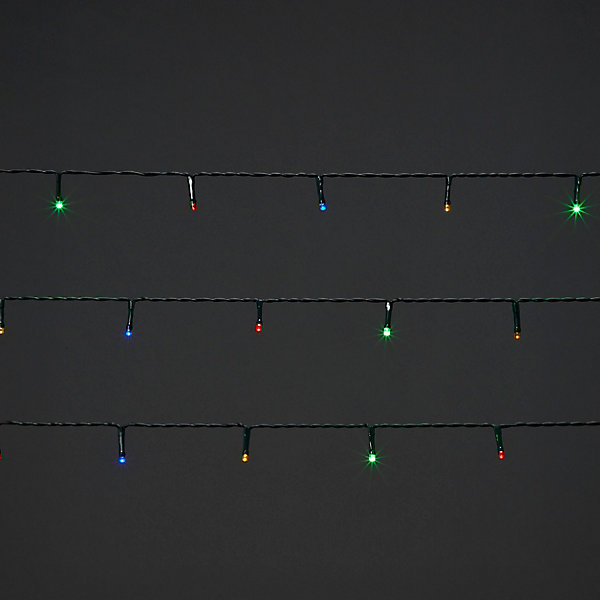 Guirlande lumineuse LED intérieure et extérieure multicolore câble vert 8 fonctions 24,2 m