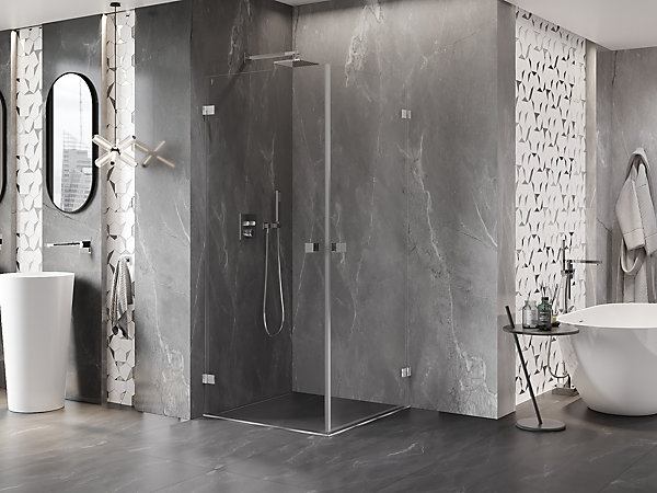 Mexen Lunar-B Duo cabine de douche pivotante 75 x 75 cm, transparent, chromé - 832-075L-075P-01-00