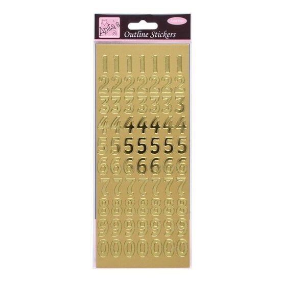 Outline Stickers Large Numbers Gold