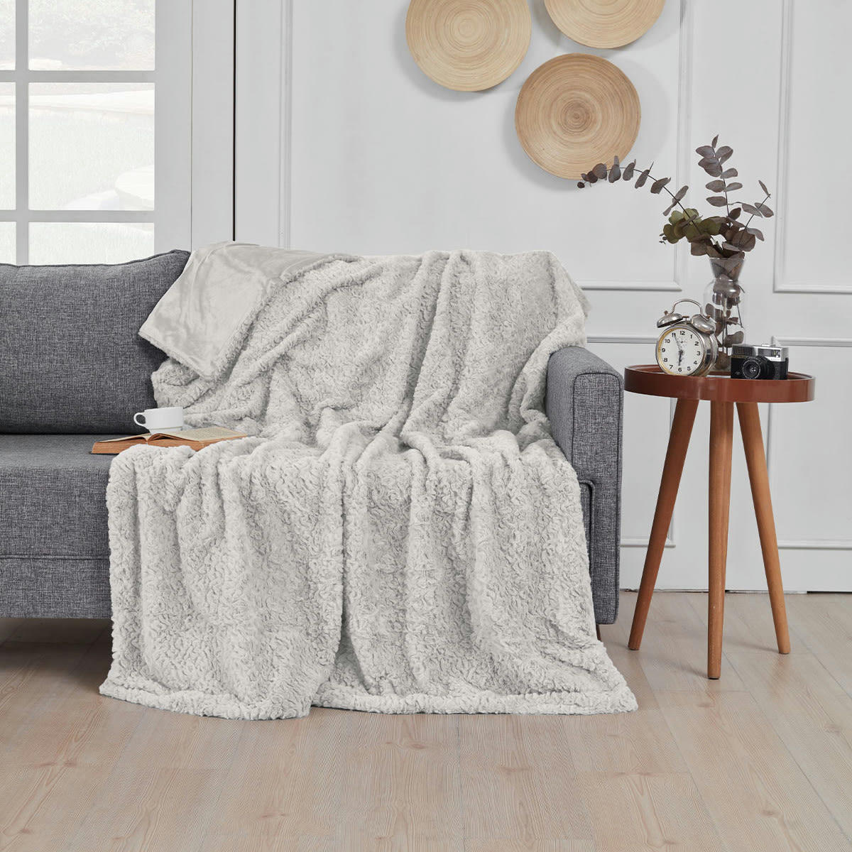 CHARME & DOUCEUR - Plaid doux & chaud  ecru 130x170 cm