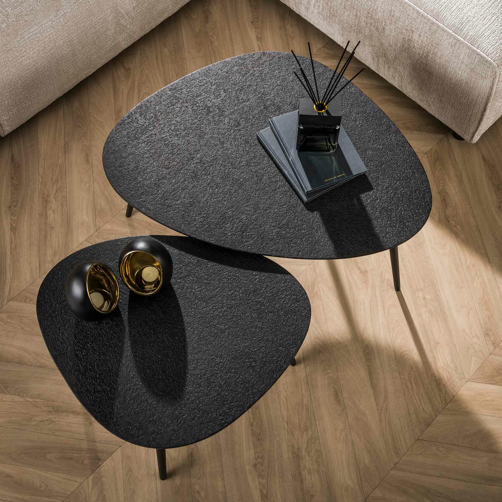 Table basse design organique grise (2 pièces) RALF