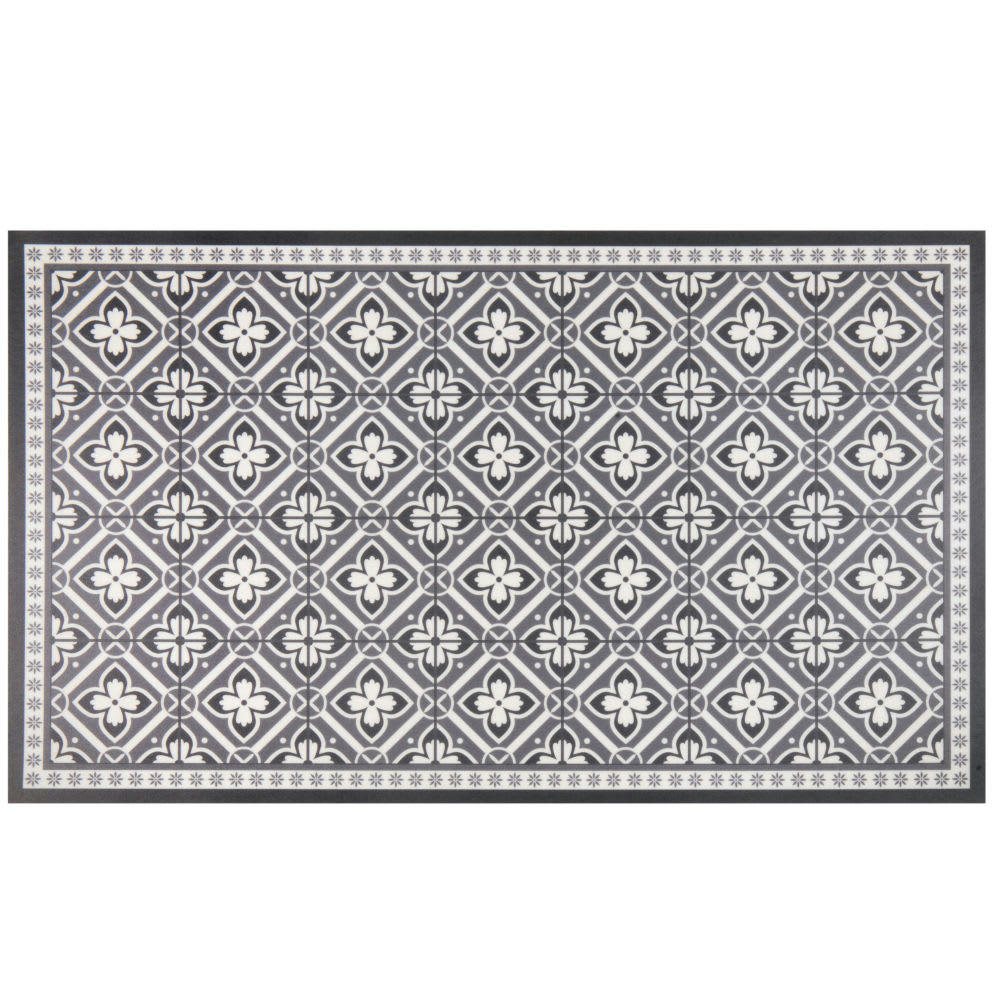 BENITO - Tapis en vinyle motifs graphiques noirs et gris 50x80